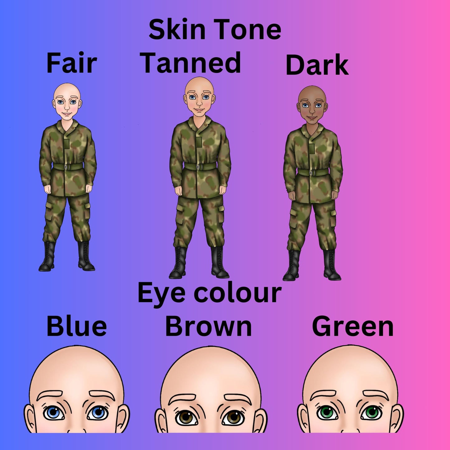 Personalised Male Army Soldier mug, Army Cadet gift, Military gifts, Build character, caricature, customise with name, Army themed present