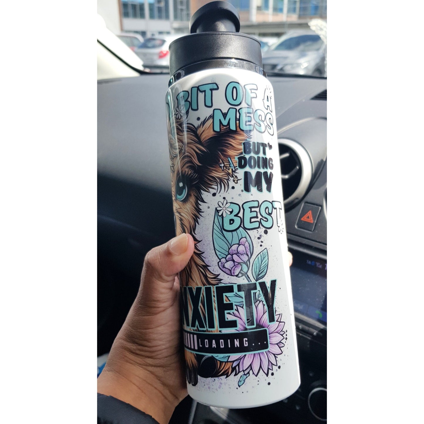 Personalised Funny Highland Cow Bottle - 20 oz Tumbler | Positive Affirmation Gift, Cute Highland Coo Design, Stainless steel, Add any name