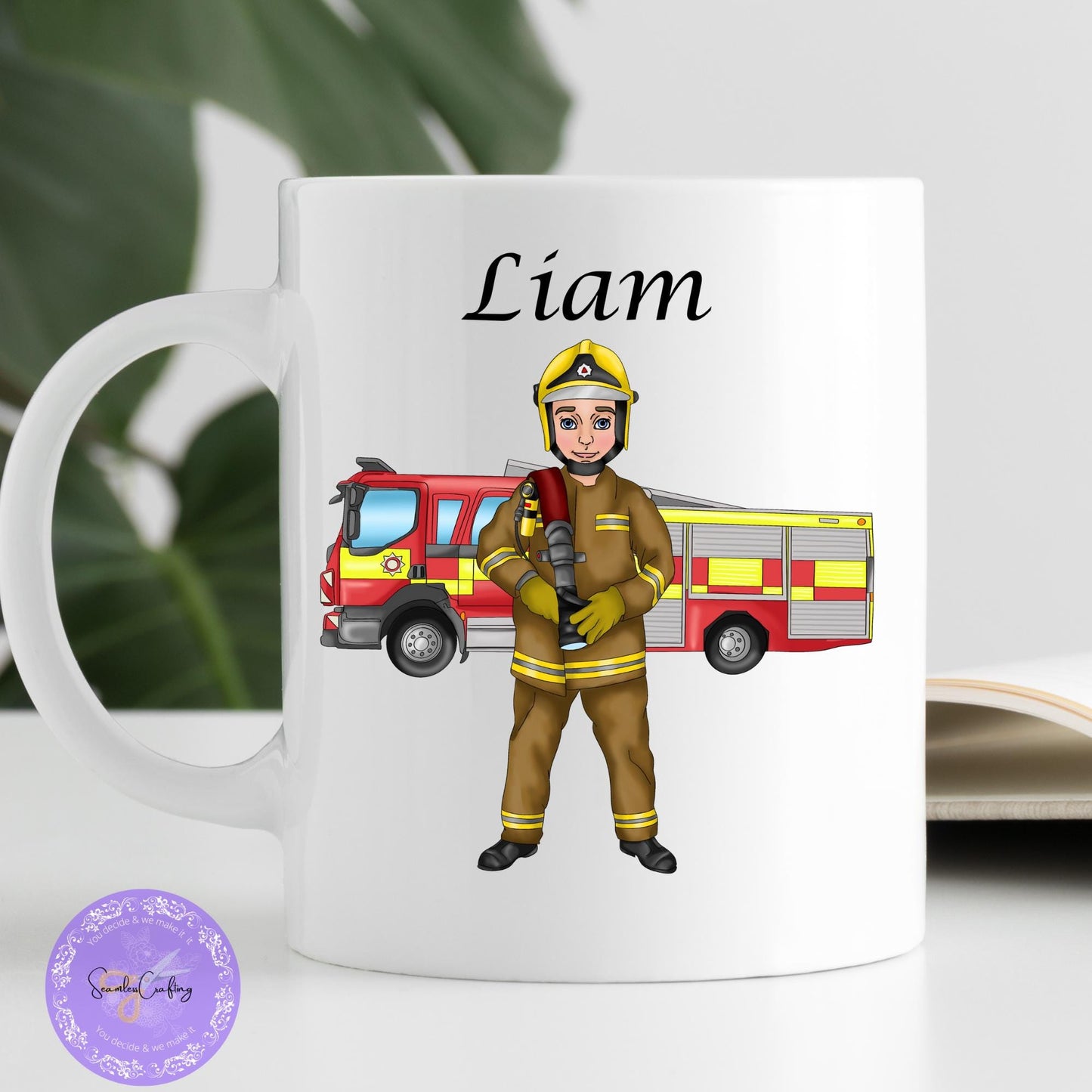 Personalised Male Fire Fighter character gift mug, Fireman travel mug, Insulated Stainless Steel Cup, Gift for him, Rescue Services