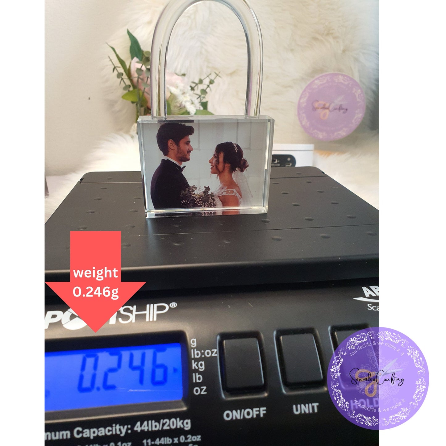 Personalised 3D Padlock Photo Crystal, Cube 3D photo Frame Gift, Glass Photo Block, Crystal lock block For couple, Newly Wed Gift,Any photo