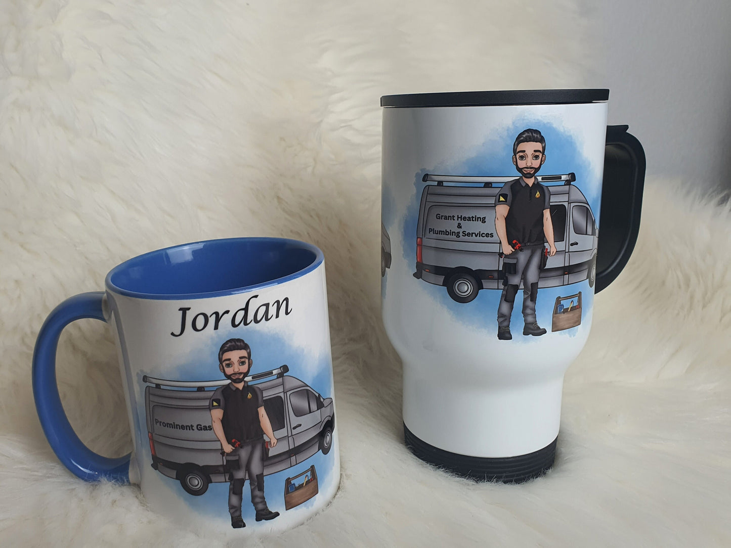 Personalised Gas Engineer travel mug, Gas Heating Male Character gift, Thank you gift for boiler workman, Boilermaker mug Gif, Gifts for him