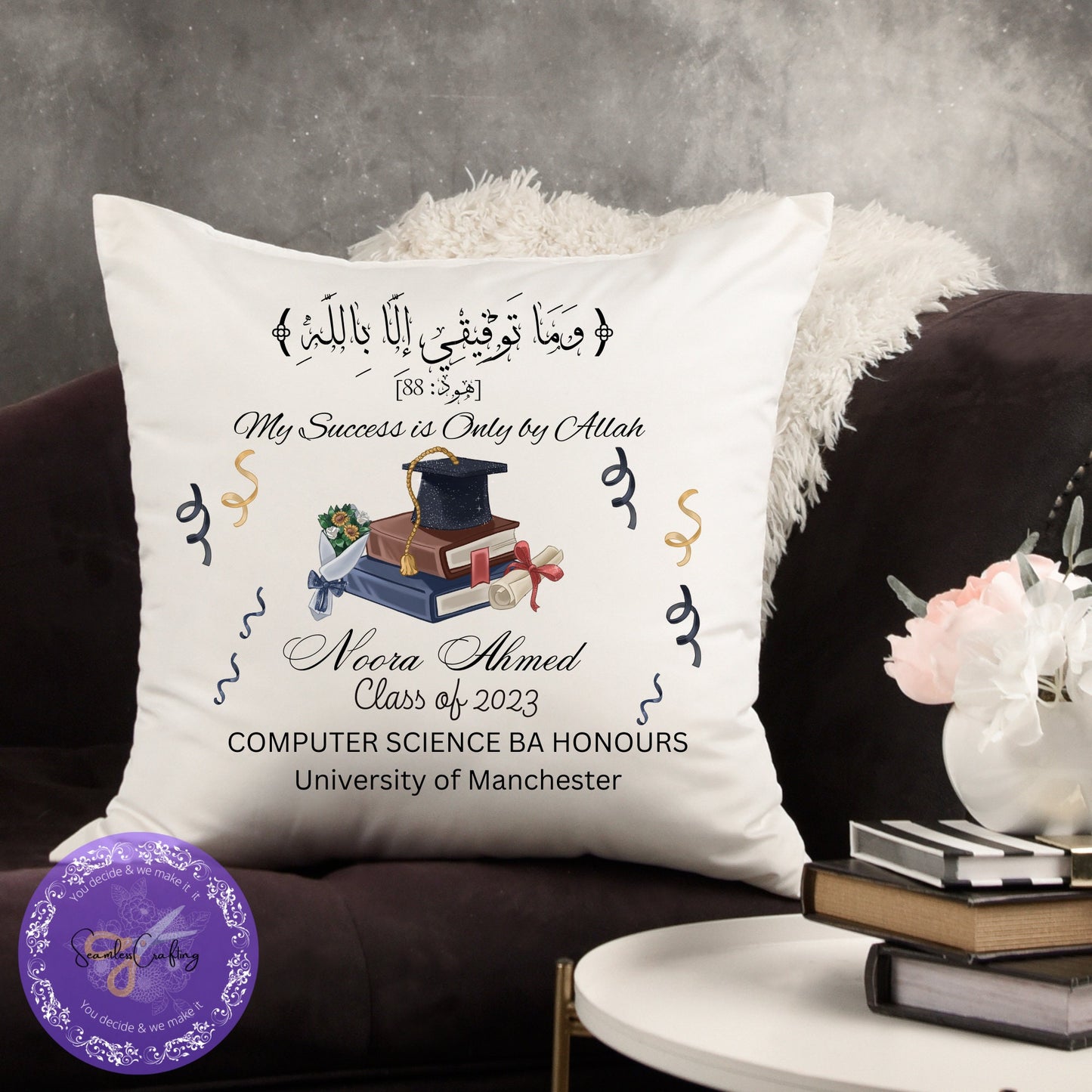 Islamic Graduation Gift Pillow, Personalised Graduation Pillow, Gift For Her, Personalised Islamic,