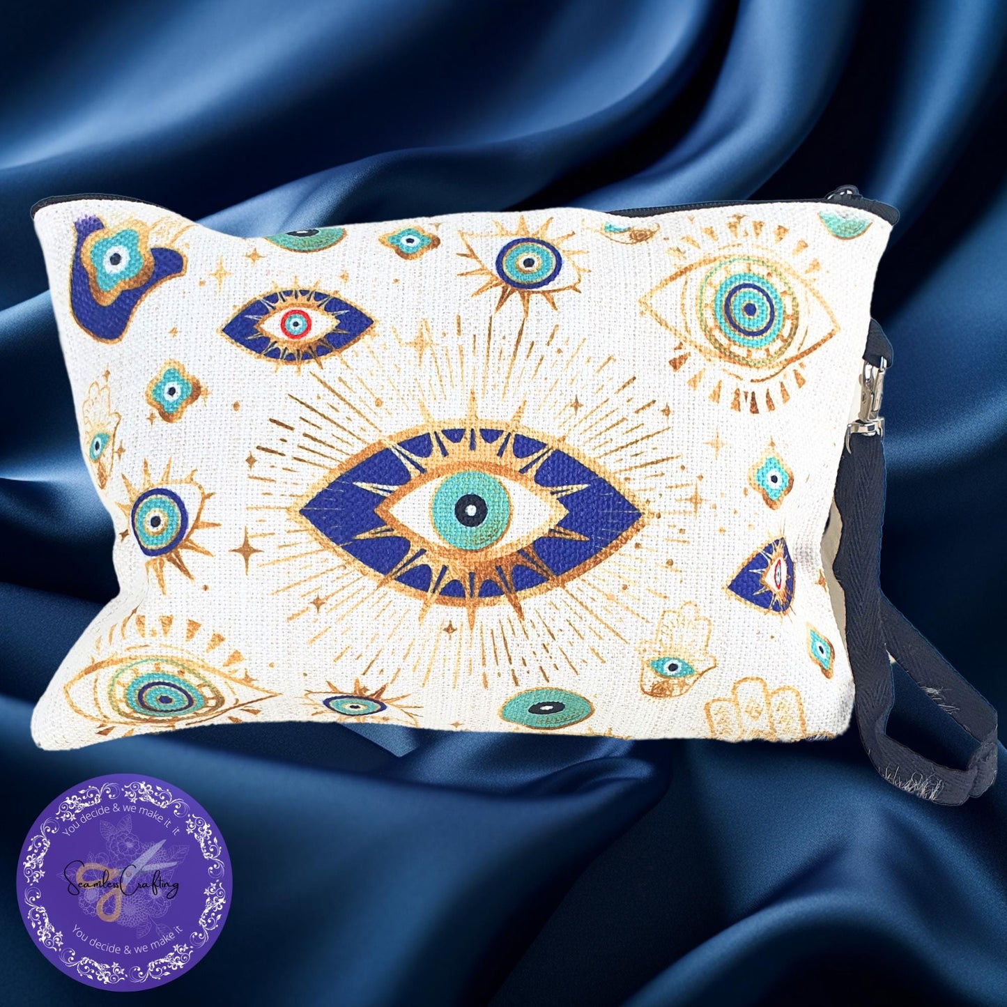 Personalised All-Seeing Eye Cushion. Turkish Eye Protection, Spiritual Mug Gift, Makeup bag Evil Eye Style, Nazar, Mousepad, 20 oz tumbler