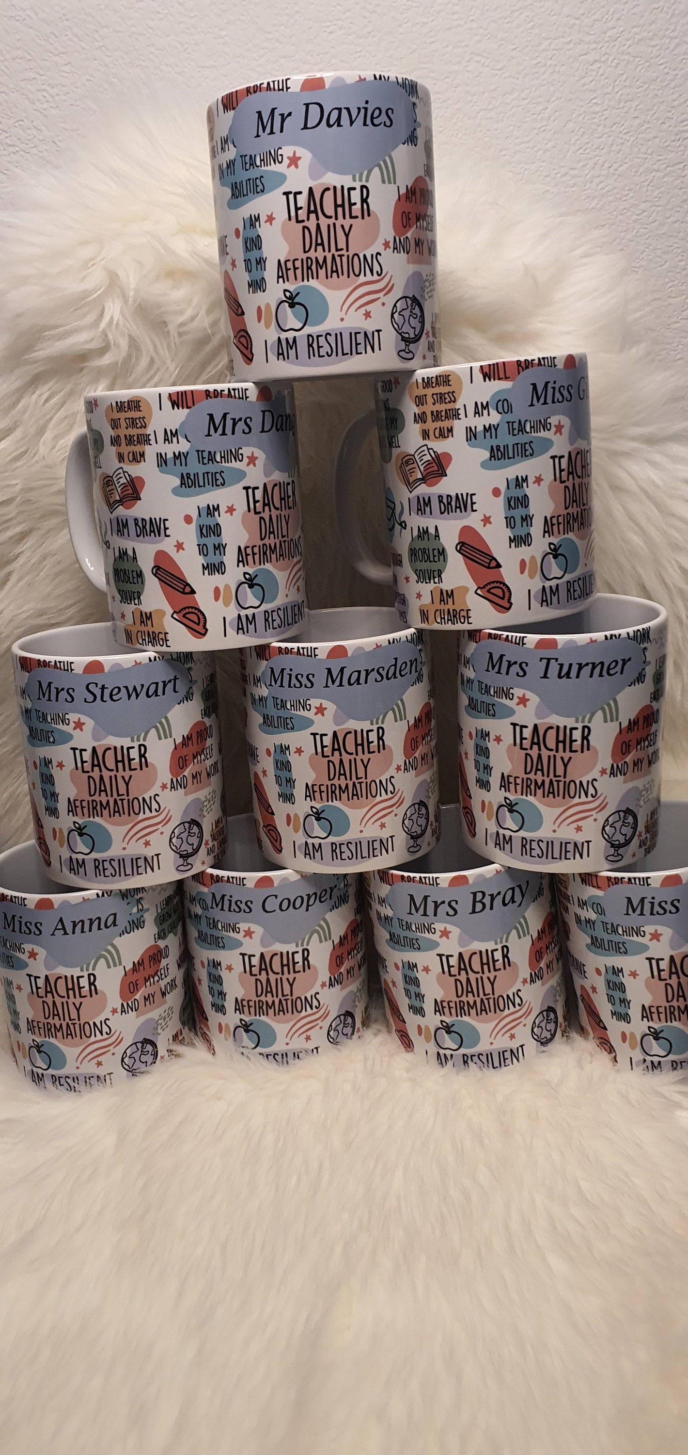 Personalised Funny Teacher Gift Mug, Novelty Humour Mug, Thank You Gift From Students, Daily Affirmation For Teachers, Gift From Coworker