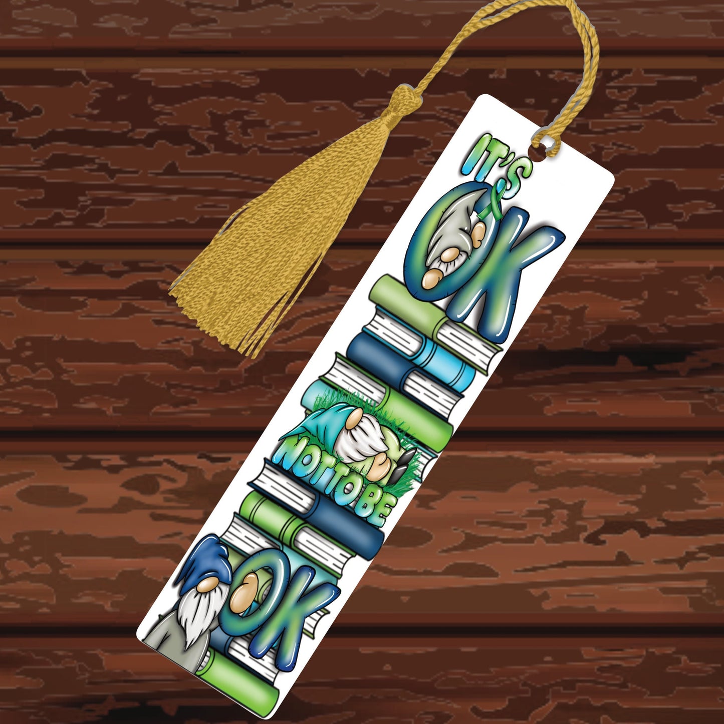 Personalised Acrylic gonk gnome positivity bookmark, mental health awareness, It is ok Not to be Ok, Reading gift for her him Gonk lover