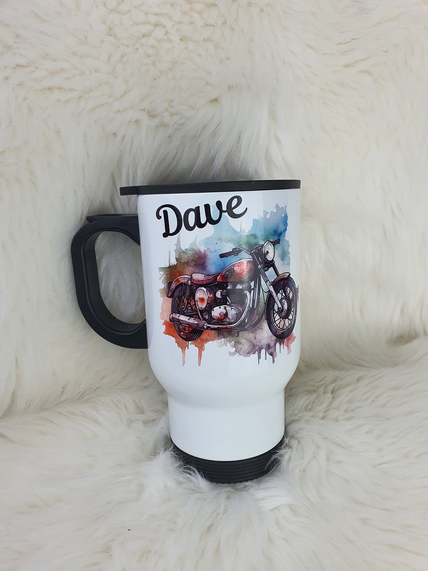 Personalised Hot Drink Travel mug Father's Day Gift, Custom Travel Mug, Motorcycle Gift for Him, Photo Travel Mug, Stainless Steel cup