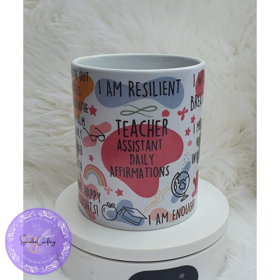 Personalised Funny Teacher Gift Mug, Novelty Humour Mug, Thank You Gift From Students, Daily Affirmation For Teachers, Gift From Coworker