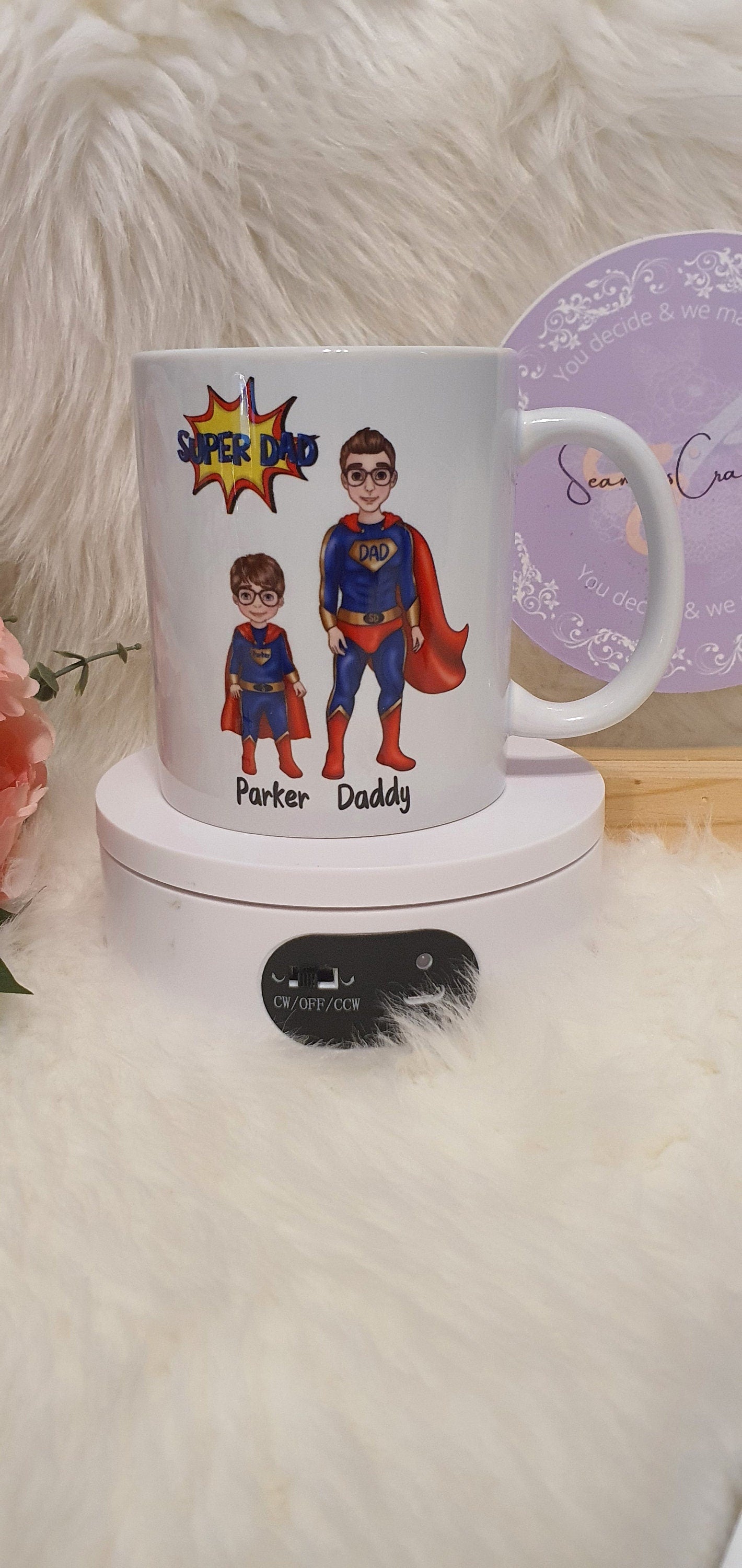 Personalised Superhero Dad Character and kids, Father's Day Gift, Father & Kids Mug, Best Dad Gift Superhero, Father's Day Gift from kids