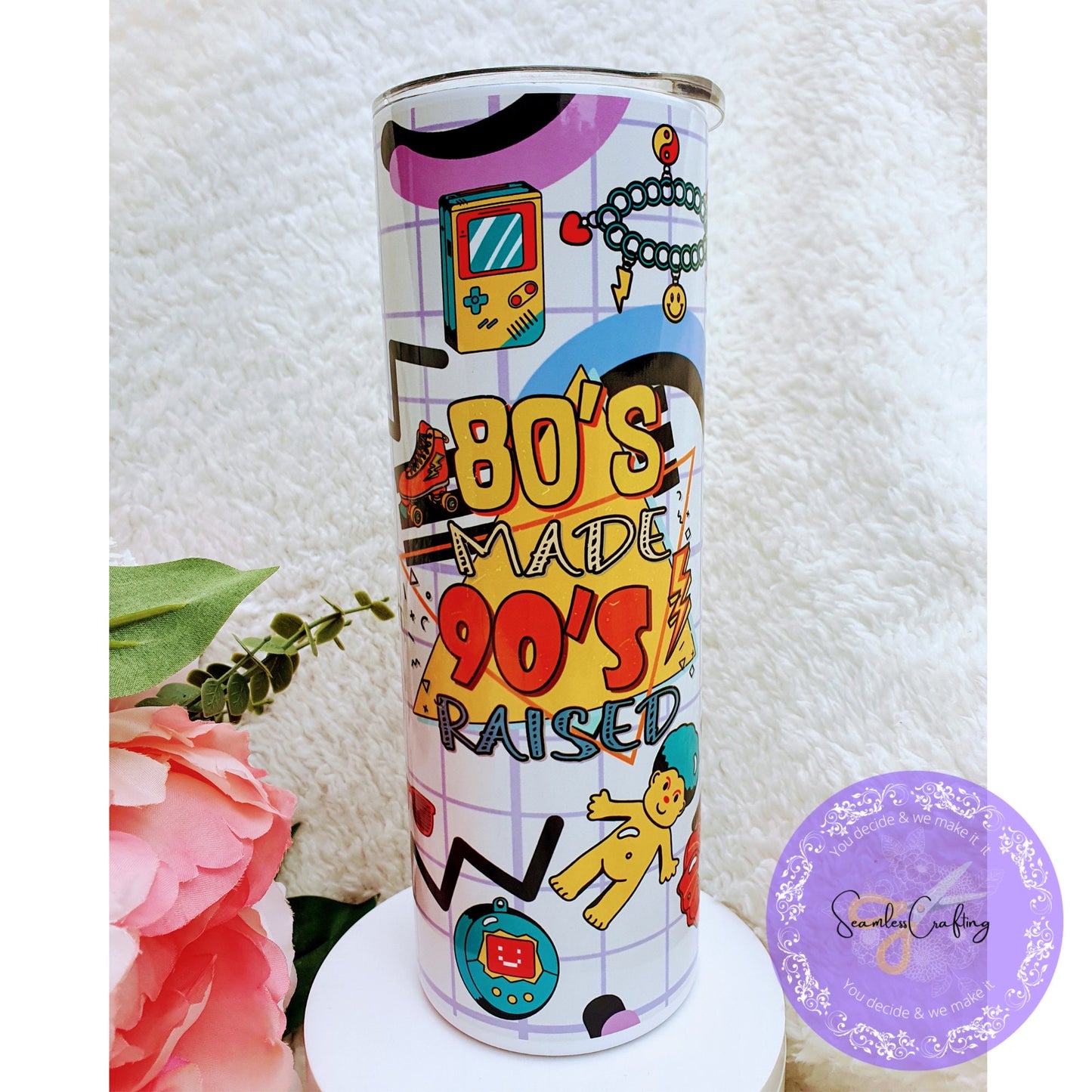 Personalised 90s & 80s throwback thermal tumbler, 20 oz 80s, 90s retro style, Hot or Cold drinks cup, 80s, 90s babies unique gifts