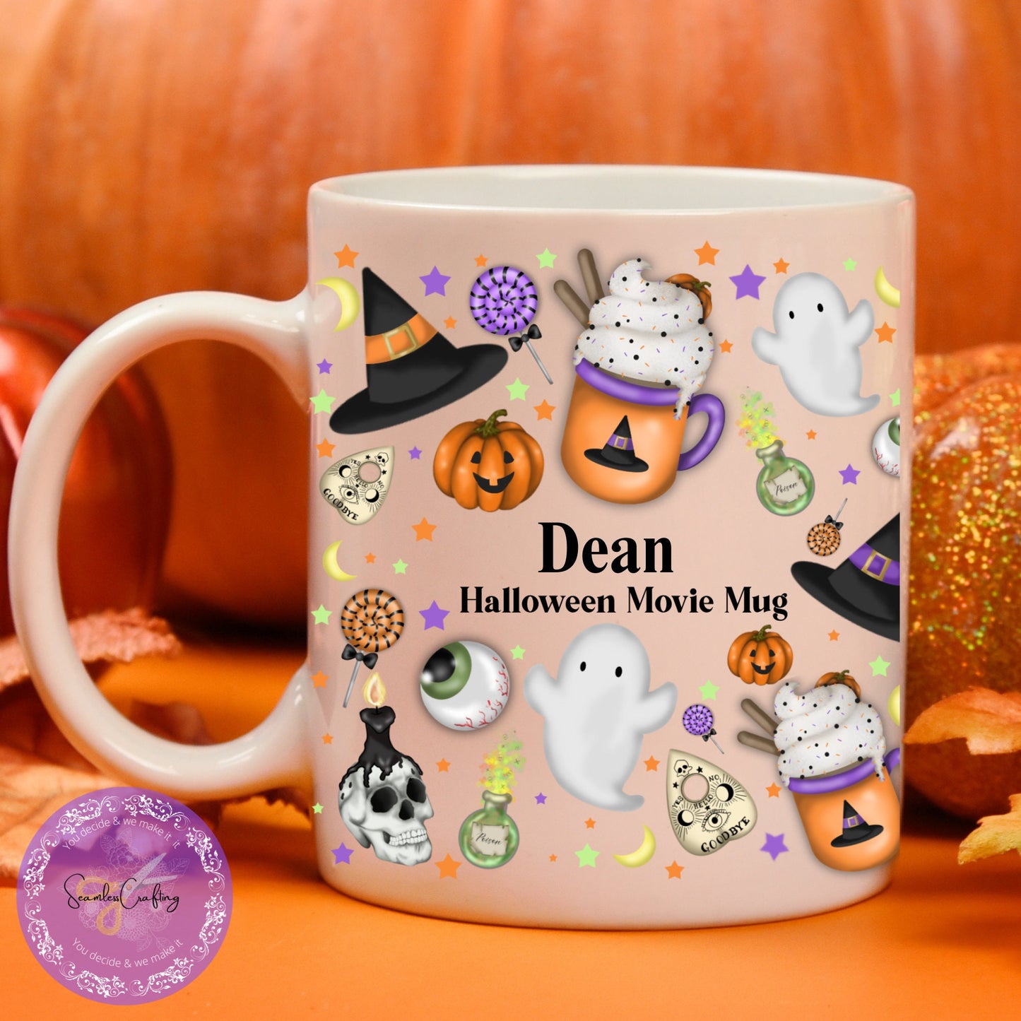Personalised Halloween movie night mugs, Family movie night cups, Kids Halloween mugs, Family matching mugs, Kids 6oz ceramic mug