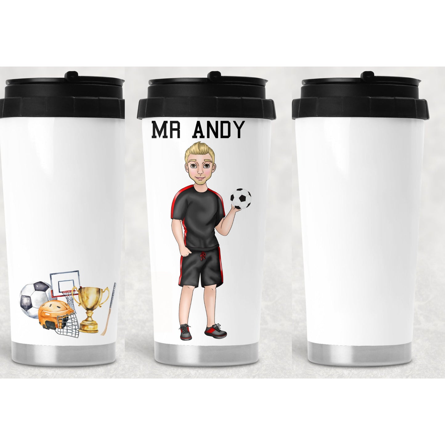 Personalised Male teacher Caricature, Character Coffee mug, End of School present, New Teacher, build your character, Thermal cup