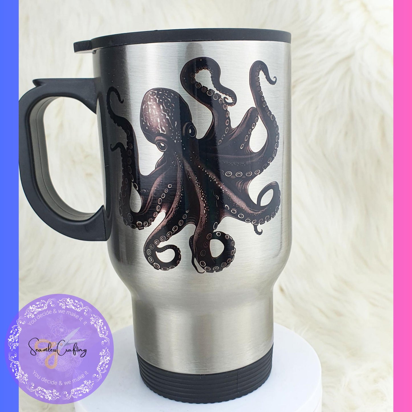 Custom-made Octopus Travel mug, Ceramic mug, Kraken Tentacle cup, Gift for him, Insulated mug, Coastal Reusable mug