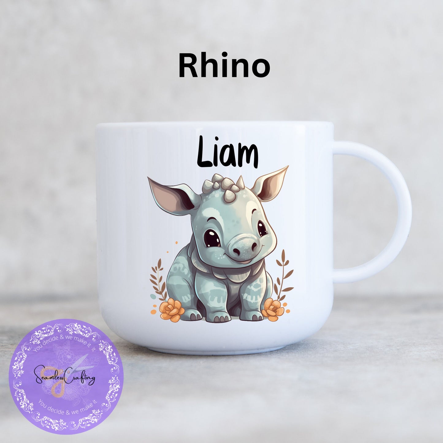 Personalised Child's Unbreakable Mug Animal Safari, Toddler Plastic Cup, Gift For Kids, Birthday Gift For Children, Small Cup 6 oz kids cup