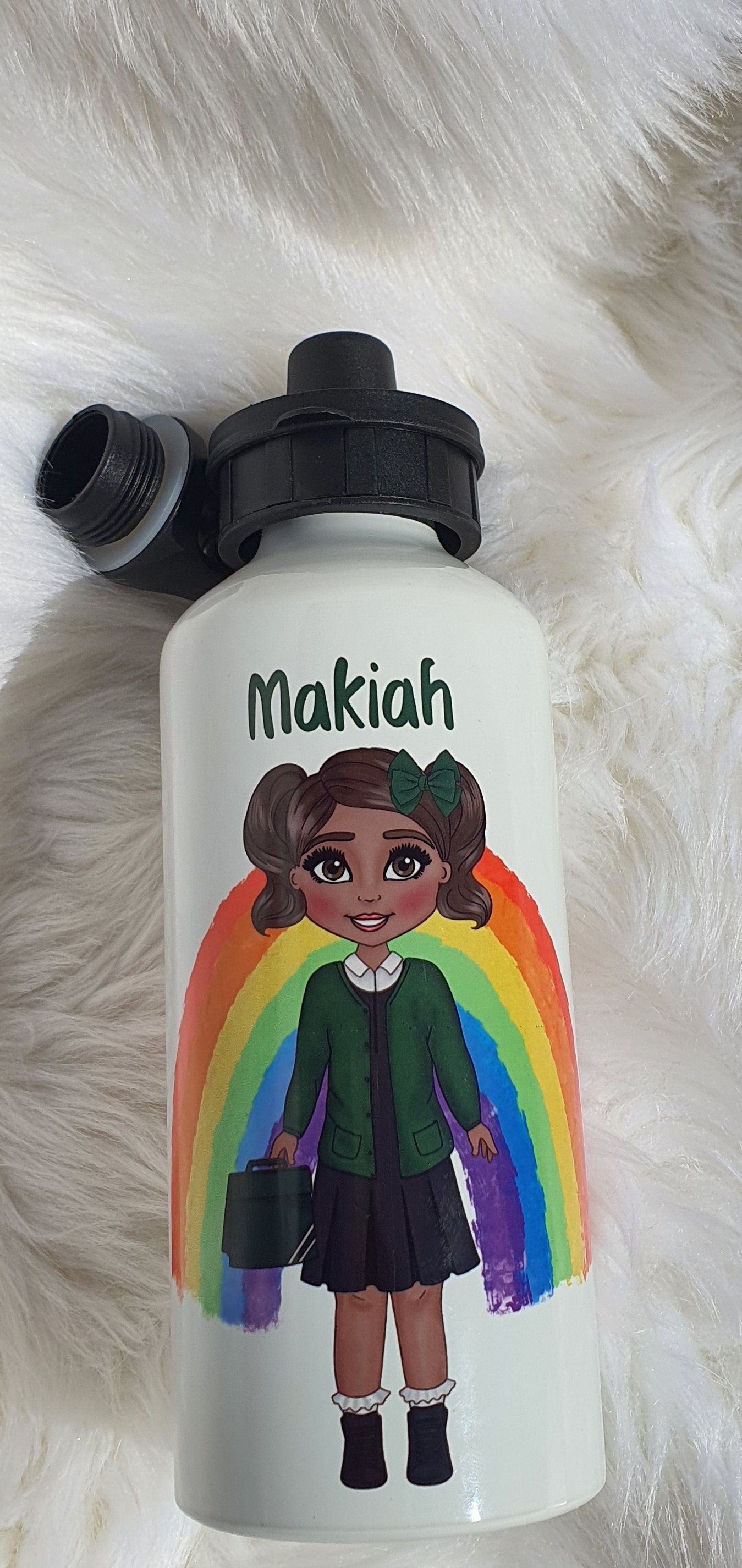 Personalised School uniform water bottle, Back to school water bottle, Nursery water bottle, Girl Character water bottle,customise with name