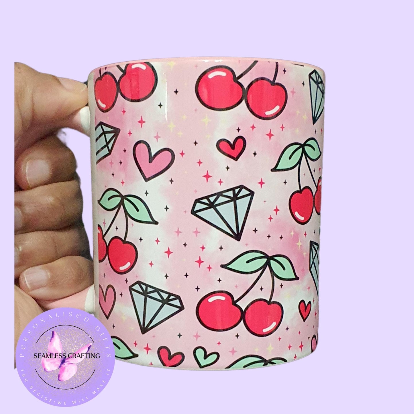 Custom-made cherry crystal tumbler, mug, reusable 20 oz,15 oz tumbler, matching mum-daughter present, cherry, crystal lover set