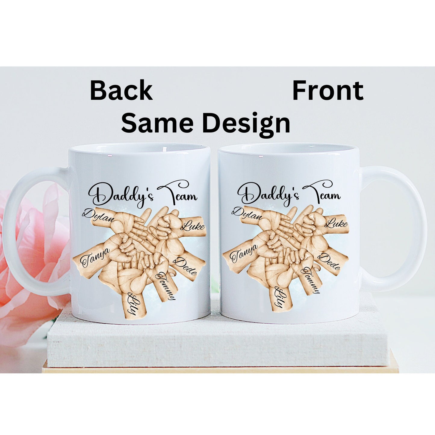 Personalised family hands mug, Father's day gift cup, Daddy's team, Forever hands prints, add names, any text, Custommade coffee,tea present