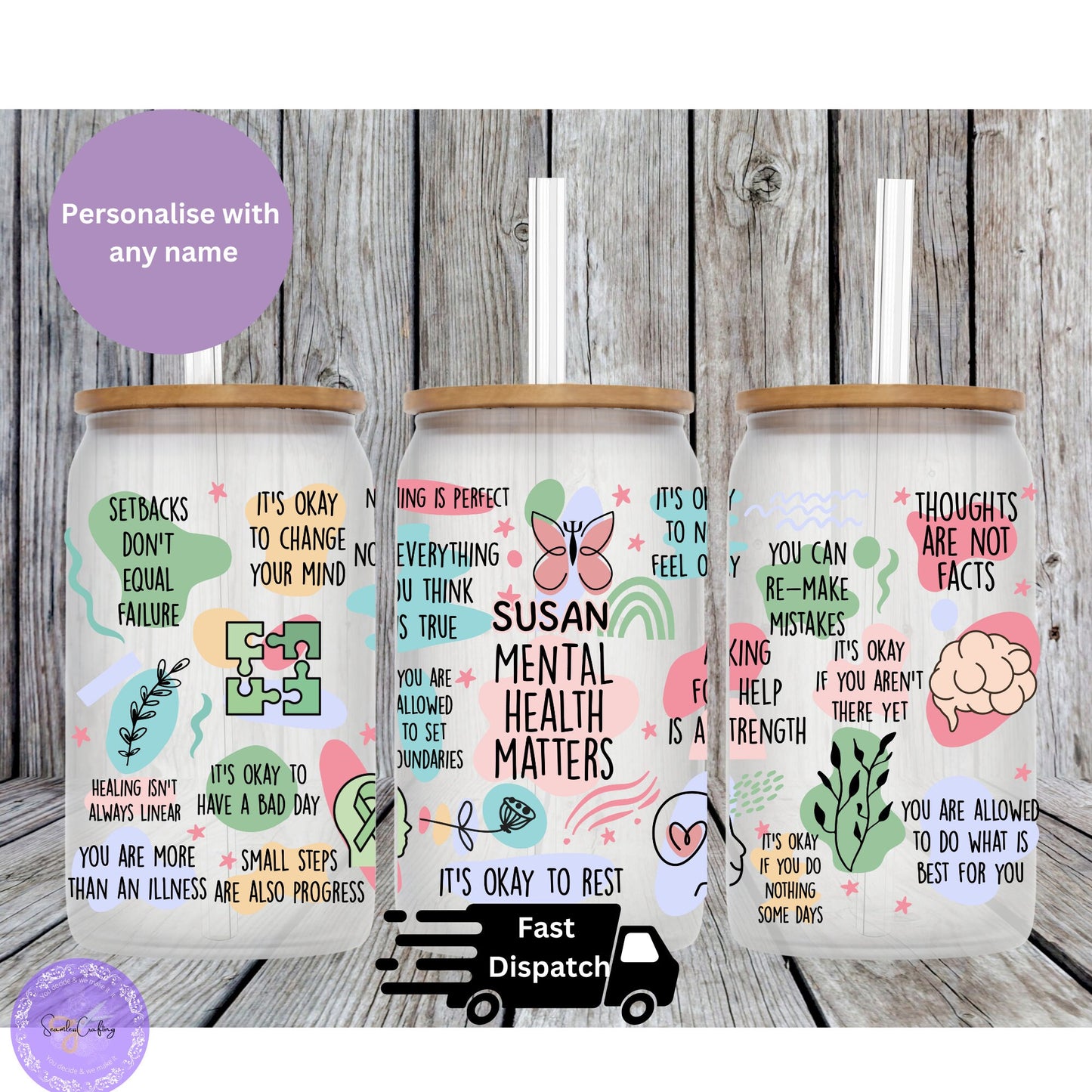 My Mental Health Matters Reminders Glass Cup, Mental Health Awareness, Positive affirmation self-love beer can glass cup, all about me
