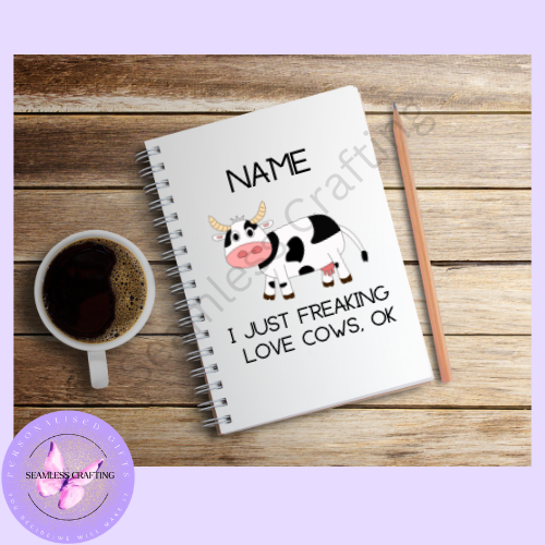 Personalised Cow Mug & Notebook Gift Set – Custom Name – Funny Farm Animal Gifts for Cow Lovers, Dairy Farmer Gifts