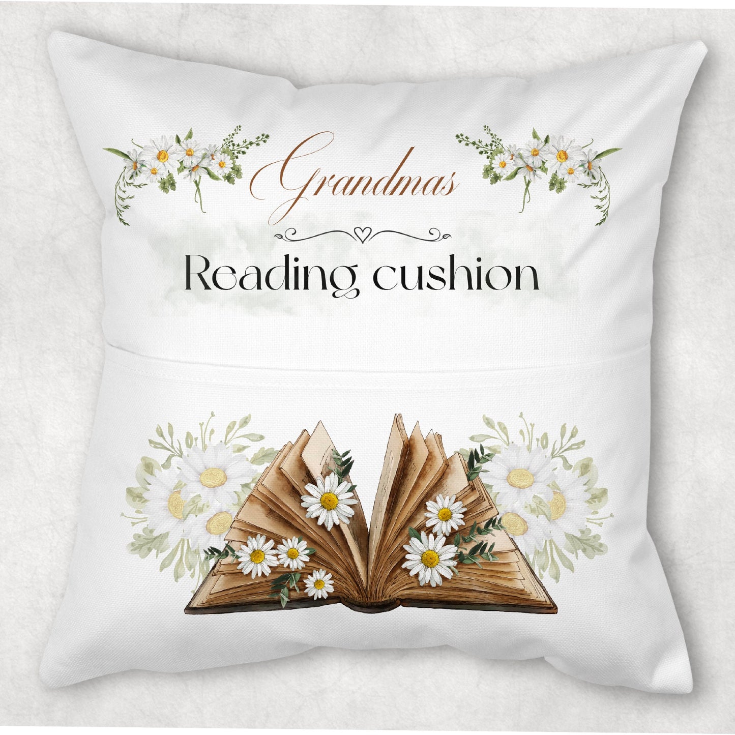 Personalised Pocket Reading Book Cushion, Sunflower book design gift, Booklover pillow Bedroom Decor, Unique Cushion Gift, Housewarming gift