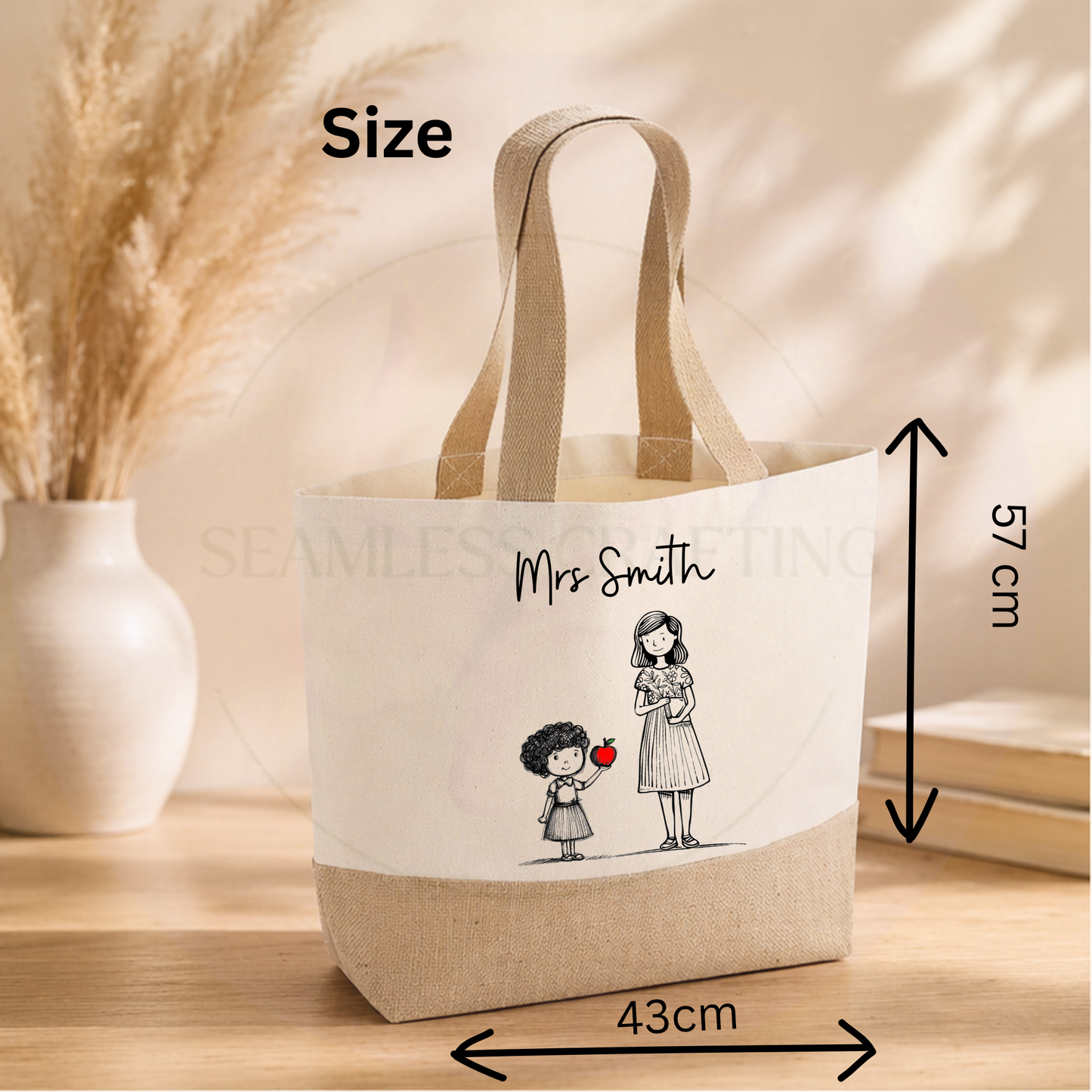 Personalised Teacher Mug & Tote Bag Gift Set | Custom Name Doodle Sketch Design | Travel Mug, Tote Bag, Jute Bag | End of Term Teacher Gift