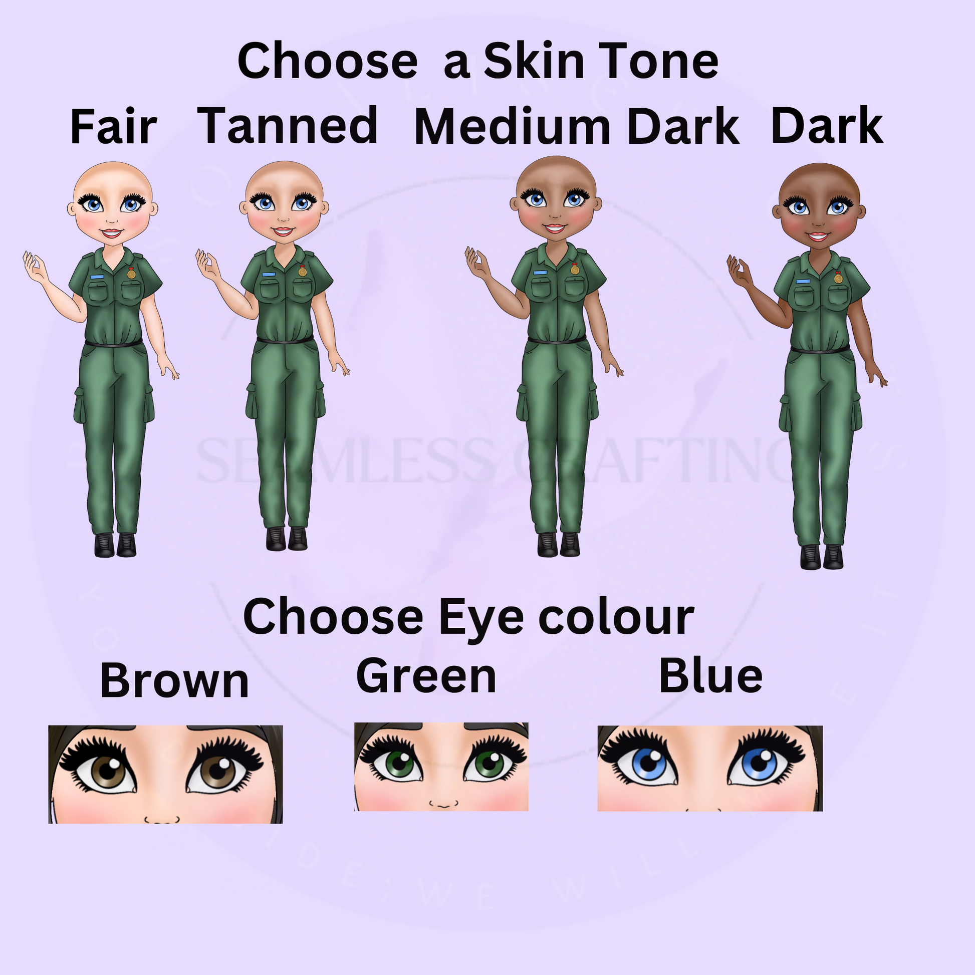 choose skin tone and eye colour personalised character options custom paramedic tote bag design