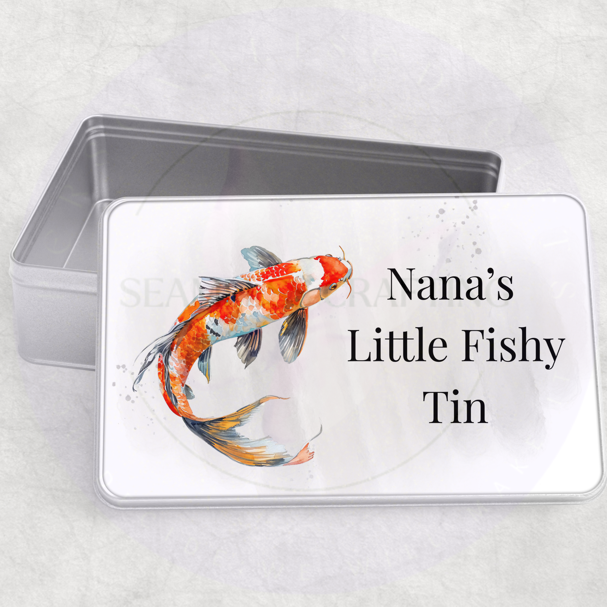 Custom fish themed tin gift for fisherman UK small business