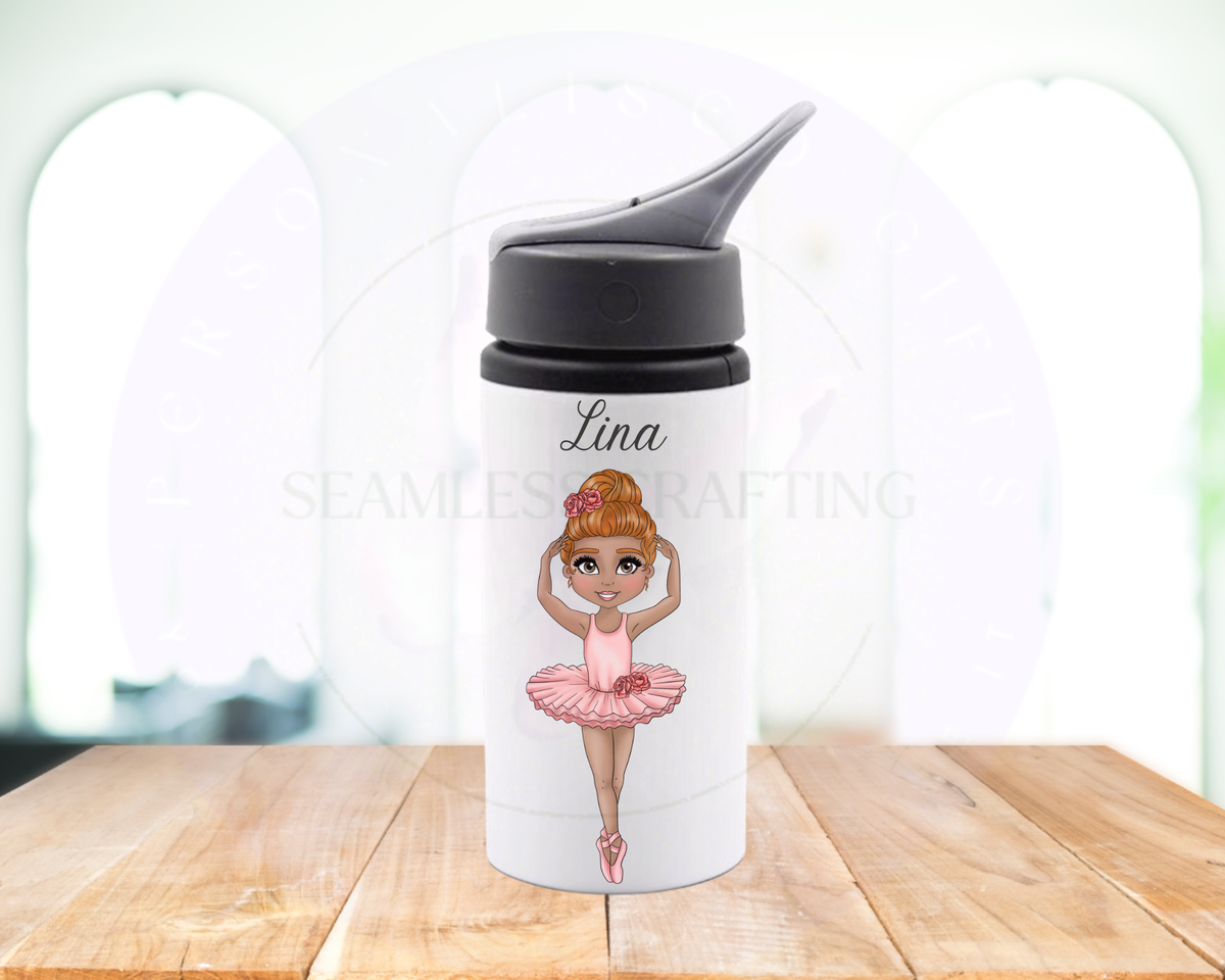 Personalised Ballerina Water Bottle | 600ml Ballet Dance Bottle