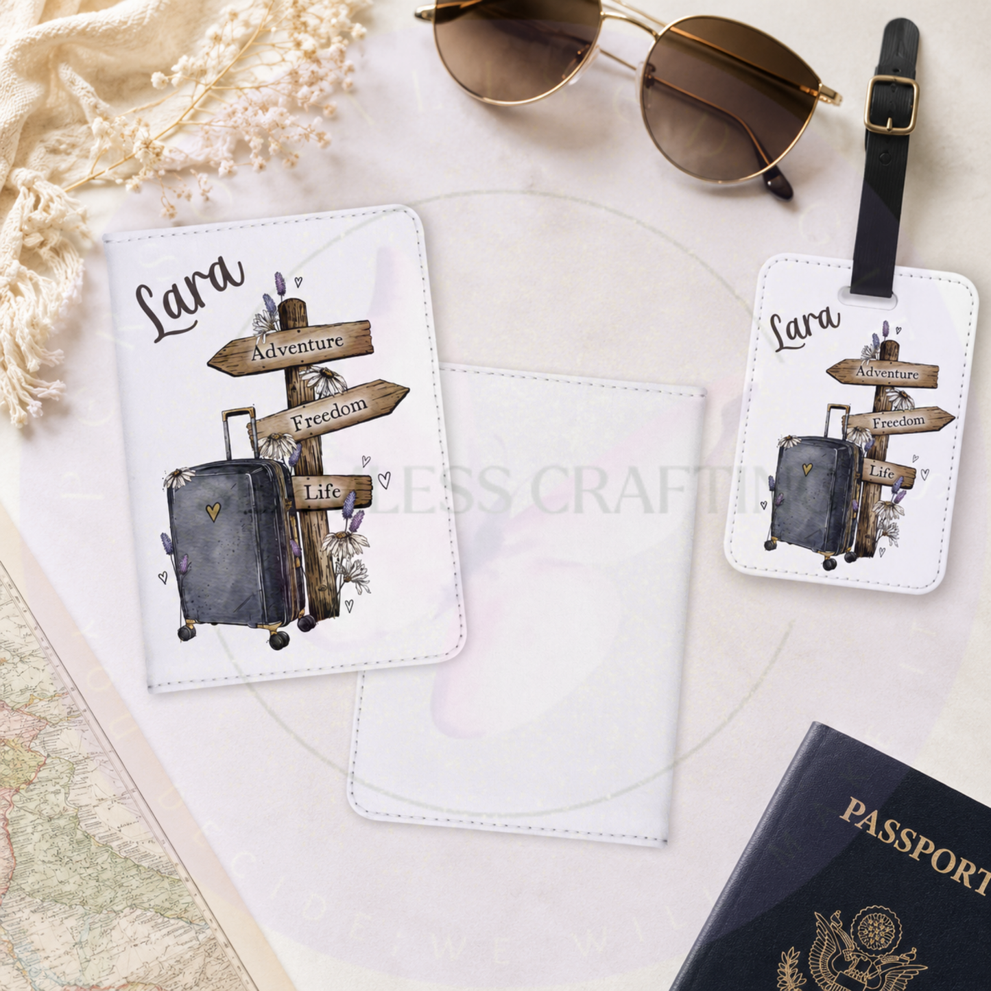 Personalised Passport Holder & Luggage Tag Set – Custom Travel Gift