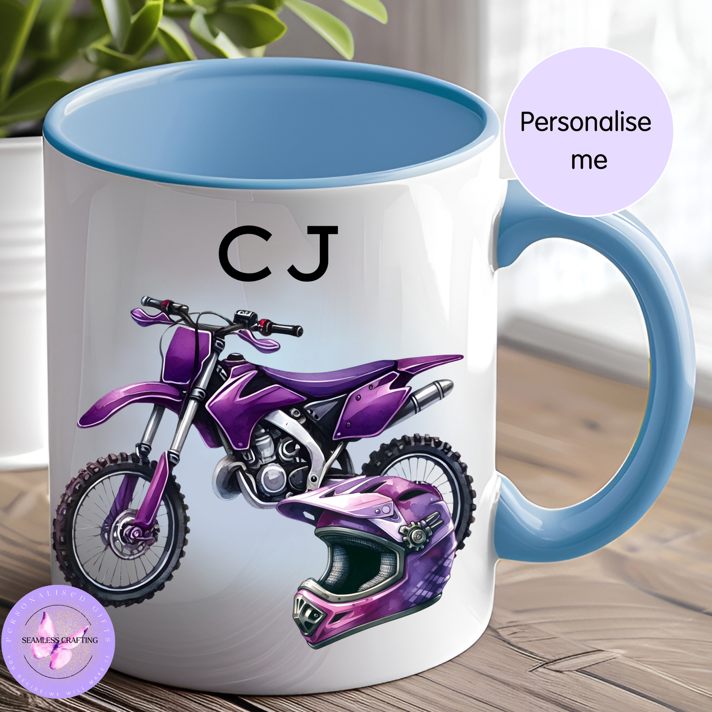 Personalised Dirt Bike Mug & Travel Mug – Custom Motocross Gift – 11oz Ceramic, 14oz Travel Mug, 16oz Thermal Tumbler or Frosted Tankard
