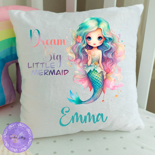 Personalised Mermaid Cushion, Inspirational Mermaid Cushion For Girls, Mermaid themed Decoration, Birthday Custom Pillow, Girls Room Decor