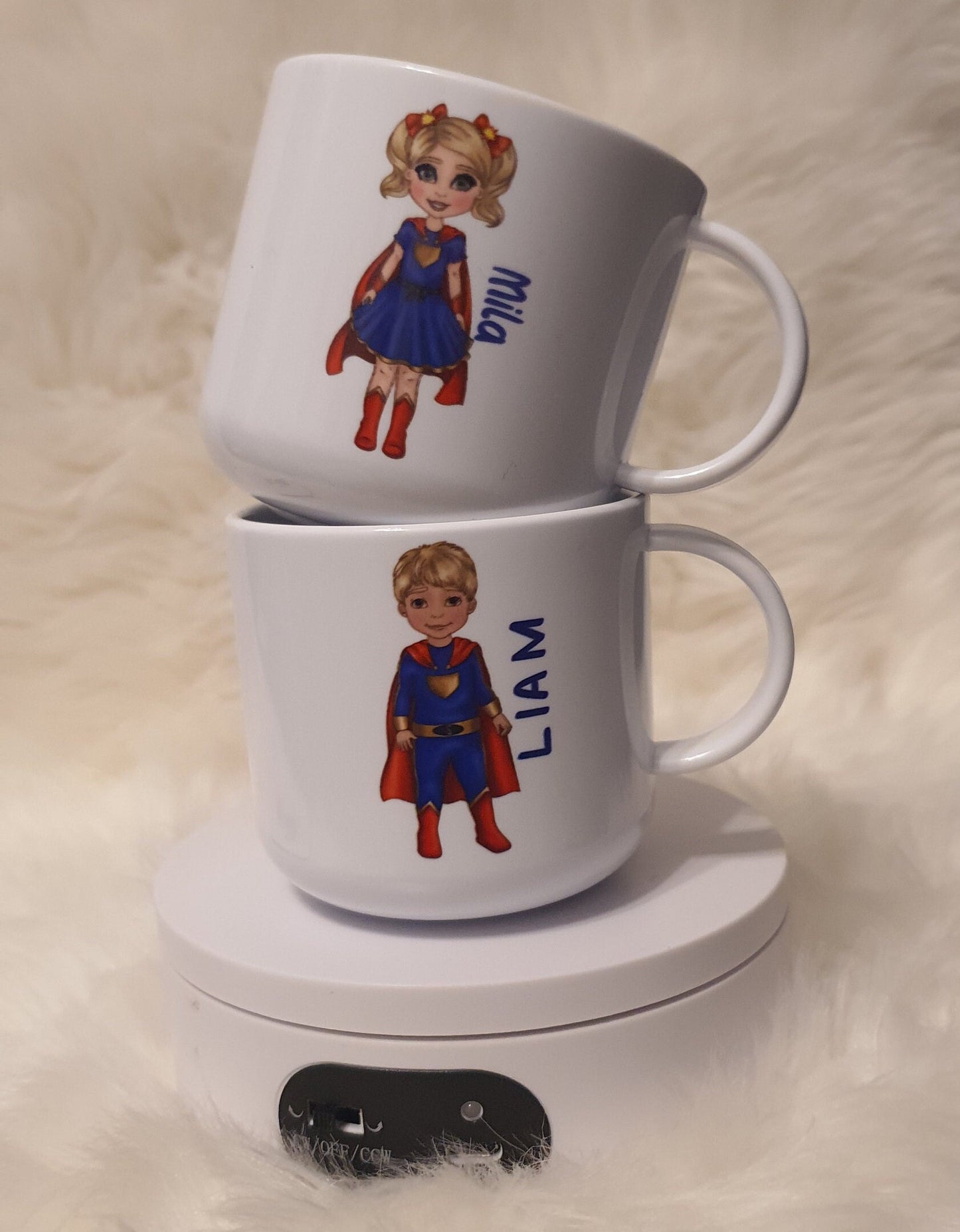 Personalised Child's Unbreakable Mug, Kids Plastic Mug, Super Hero Kids Cup, Gift For Birthday, Training Cup For Kids, Hot Chocolate Cup