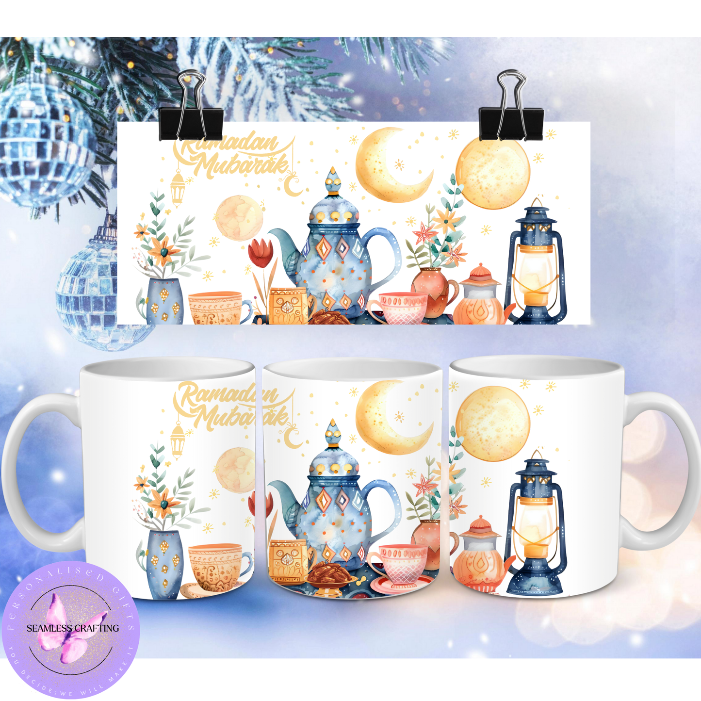 Personalised Ramadan Mubarak Teapot Mug – Islamic Gift for Ramadan & Eid (11oz / 15oz)