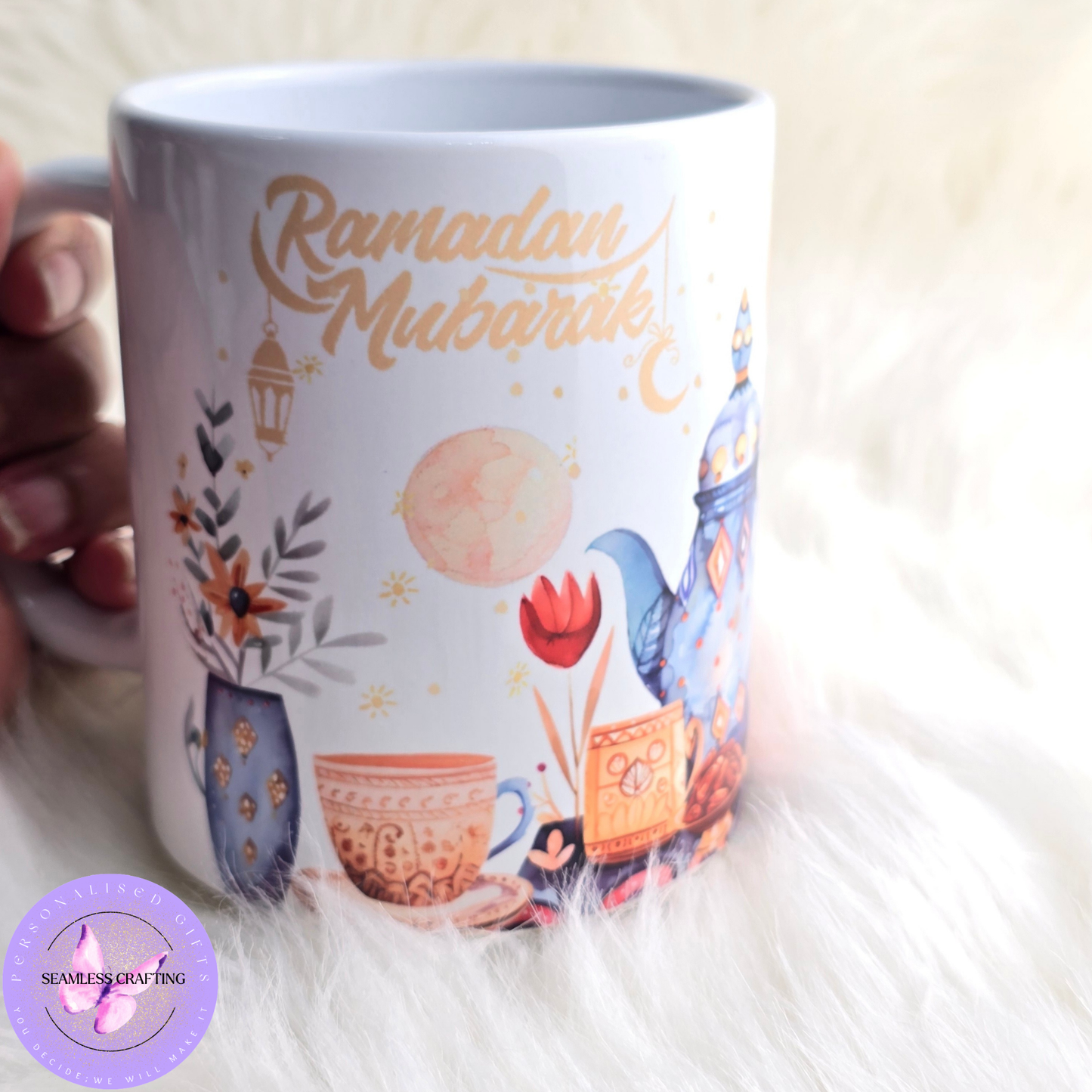 Personalised Ramadan Mubarak Teapot Mug – Islamic Gift for Ramadan & Eid (11oz / 15oz)