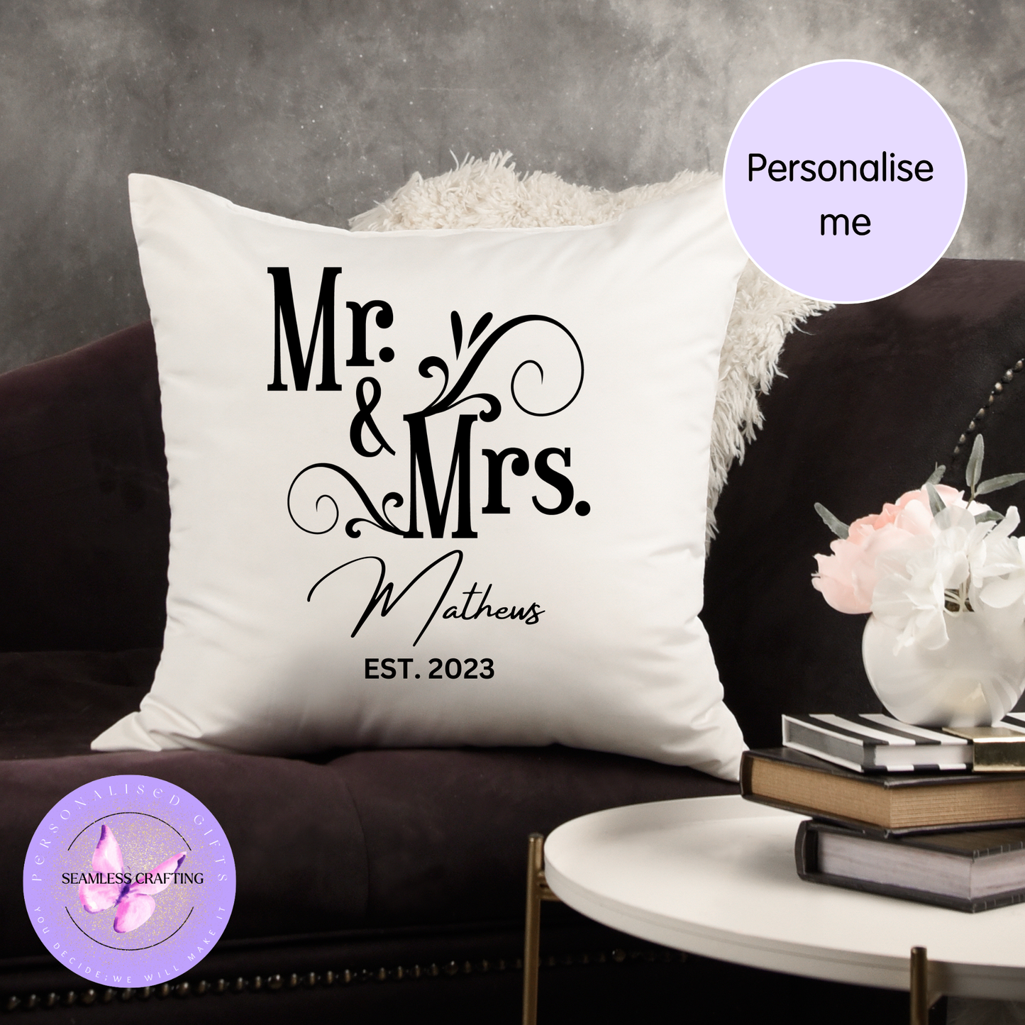 Personalised Wedding Gift Pillow, Mr & Mrs Wedding Gift, Wedding Cushion, Wedding Anniversary Gift, Couple Wedding Gift, Bride and groom