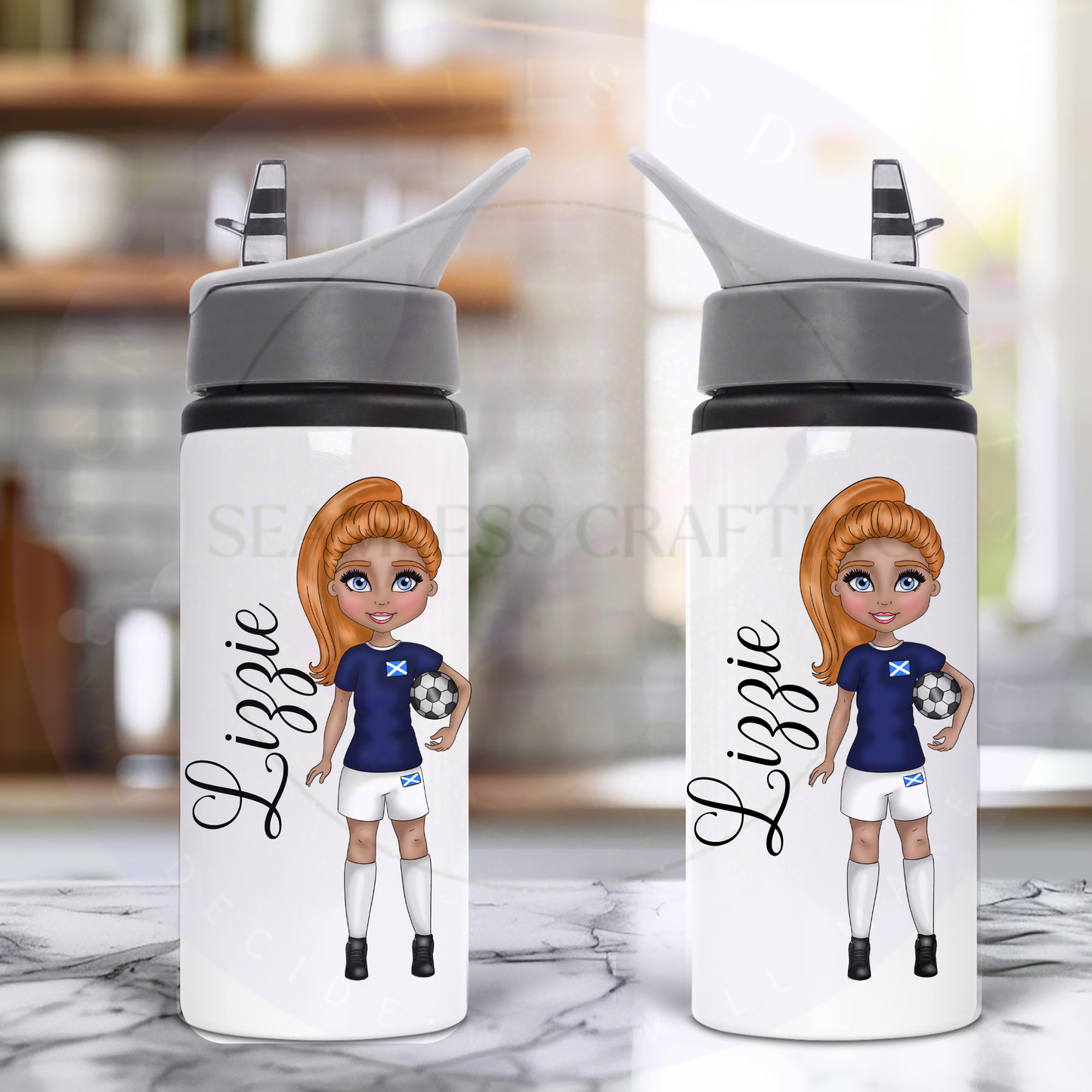 Personalised Scotland Girls Football Water Bottle – Custom Name 600ml Aluminium Bottle