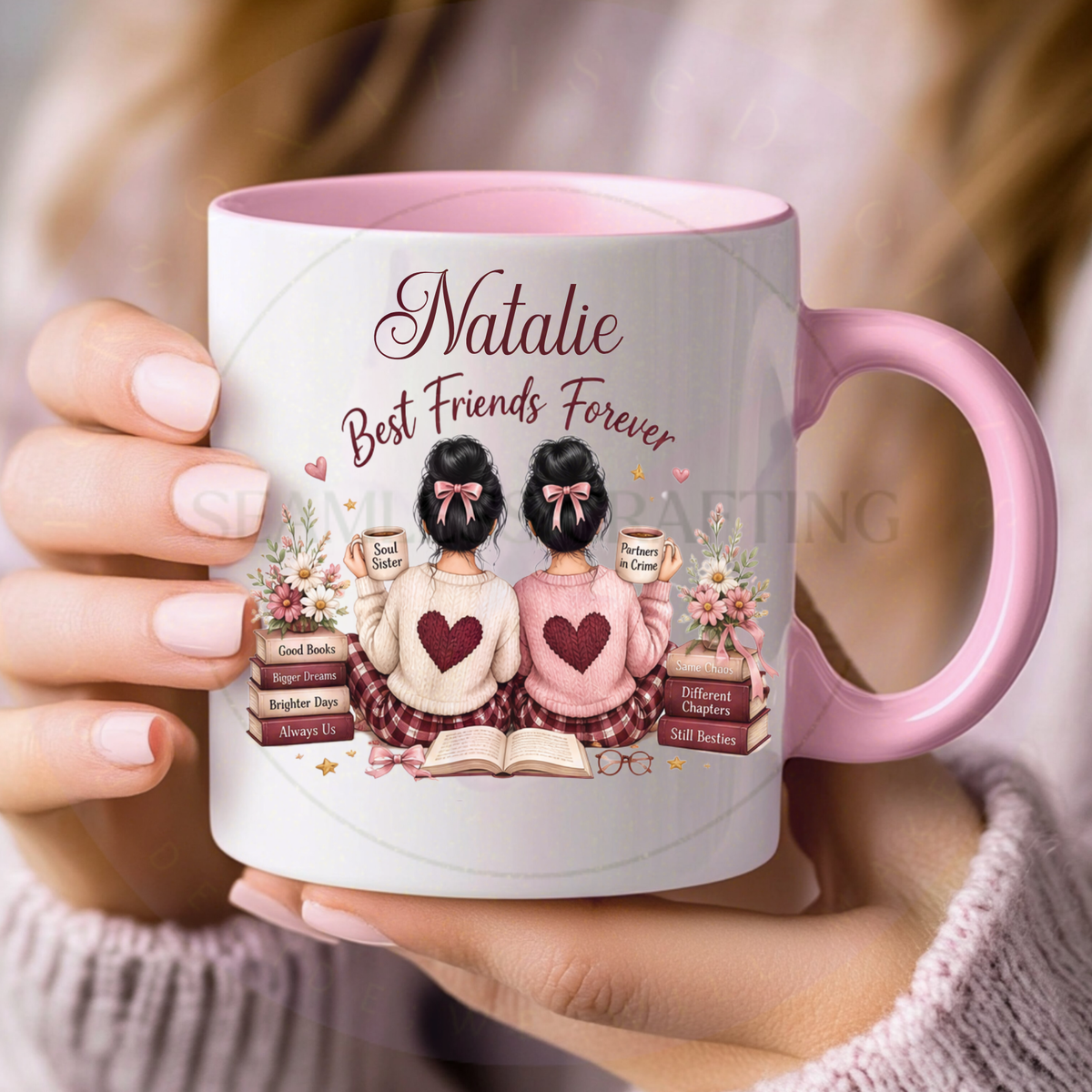 11 oz personalised best friend ceramic mug with black handle