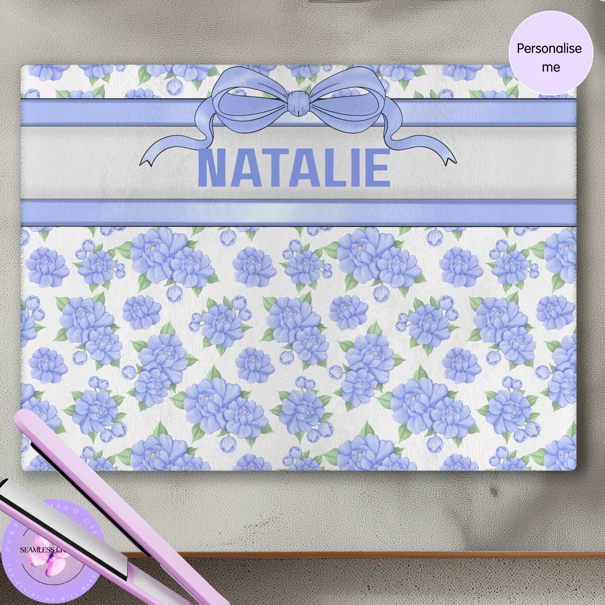 personalised floral heat protection mat glass