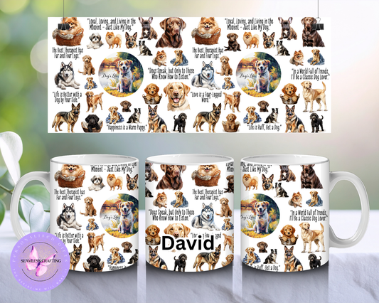 Personalised Dog Lover Mug – Custom Name Dog Breed Collage | Dog Walker Gift | Dog Mum Gift | 11oz Ceramic Mug