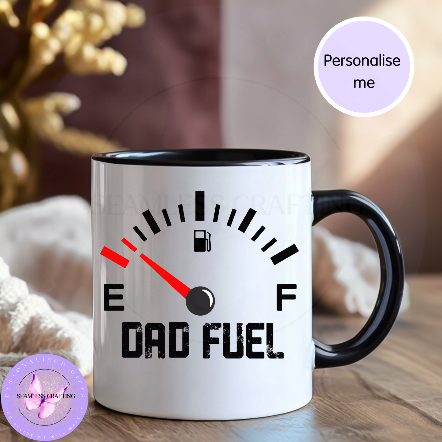 Personalised Fuel Gauge Mug | Custom Name Mug Gift
