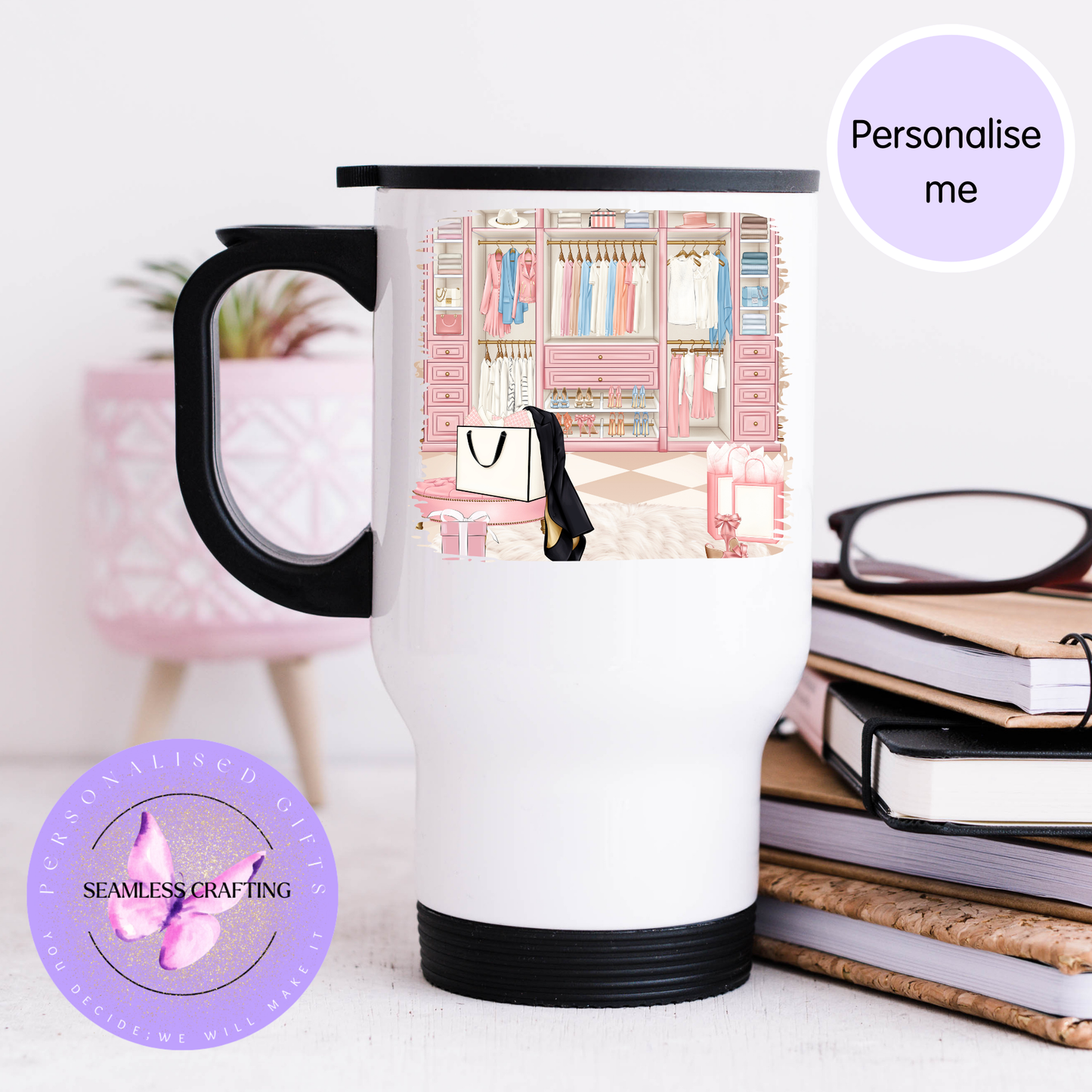 Personalised 18th,16th, 20th Birthday Mug or Travel Tumbler – Fashion Wardrobe Design | Custom Name Gift