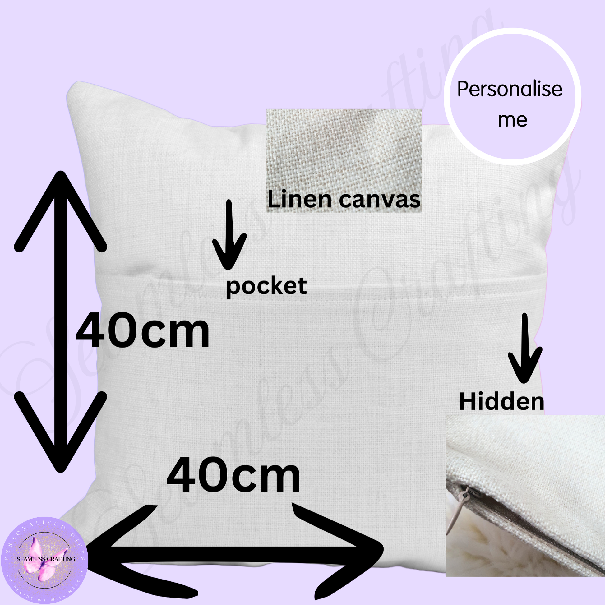 40cm personalised reading cushion with pocket, gothic book lover cushion handmade in the UK