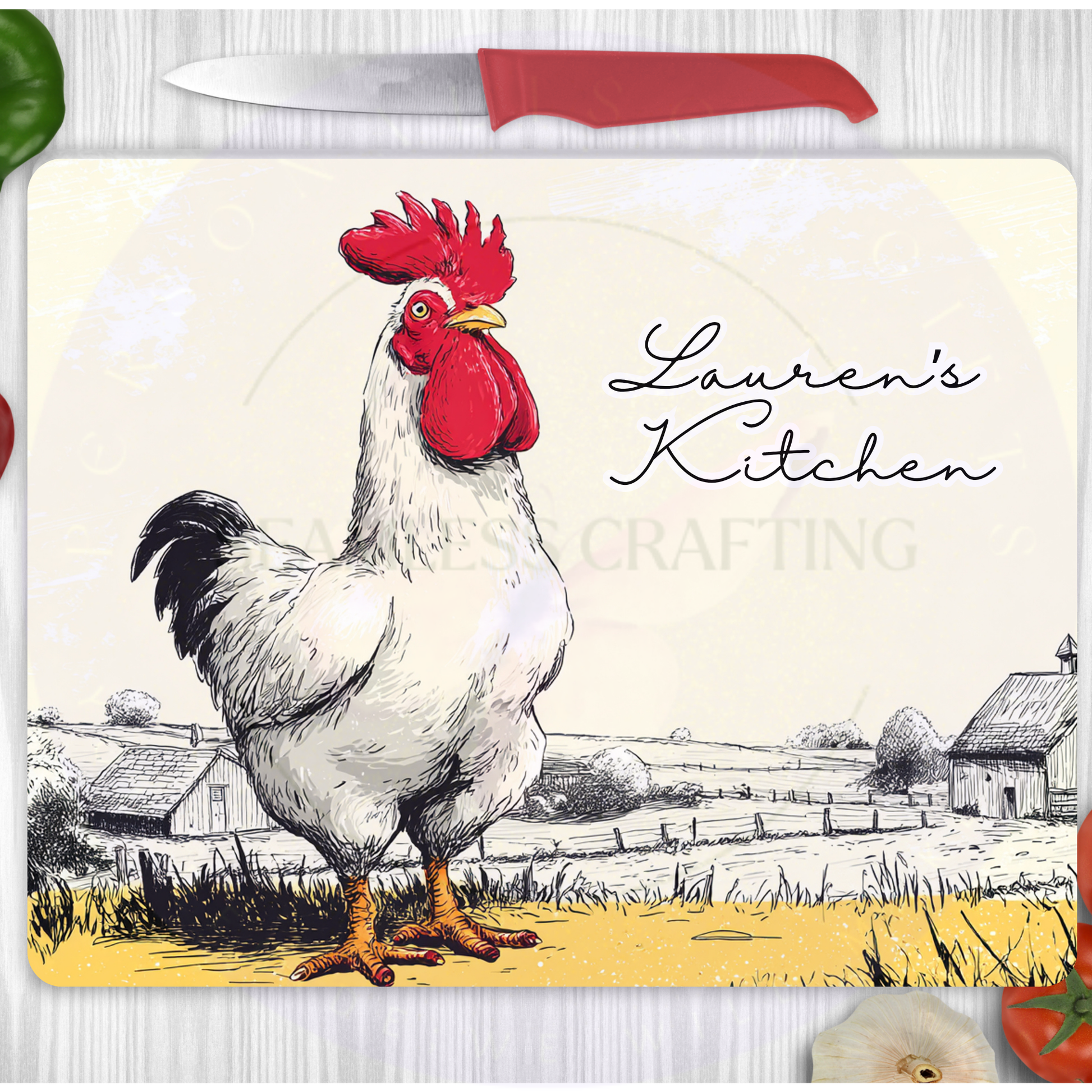 custom chicken chopping board rustic farmhouse kitchen decor personalised gift
