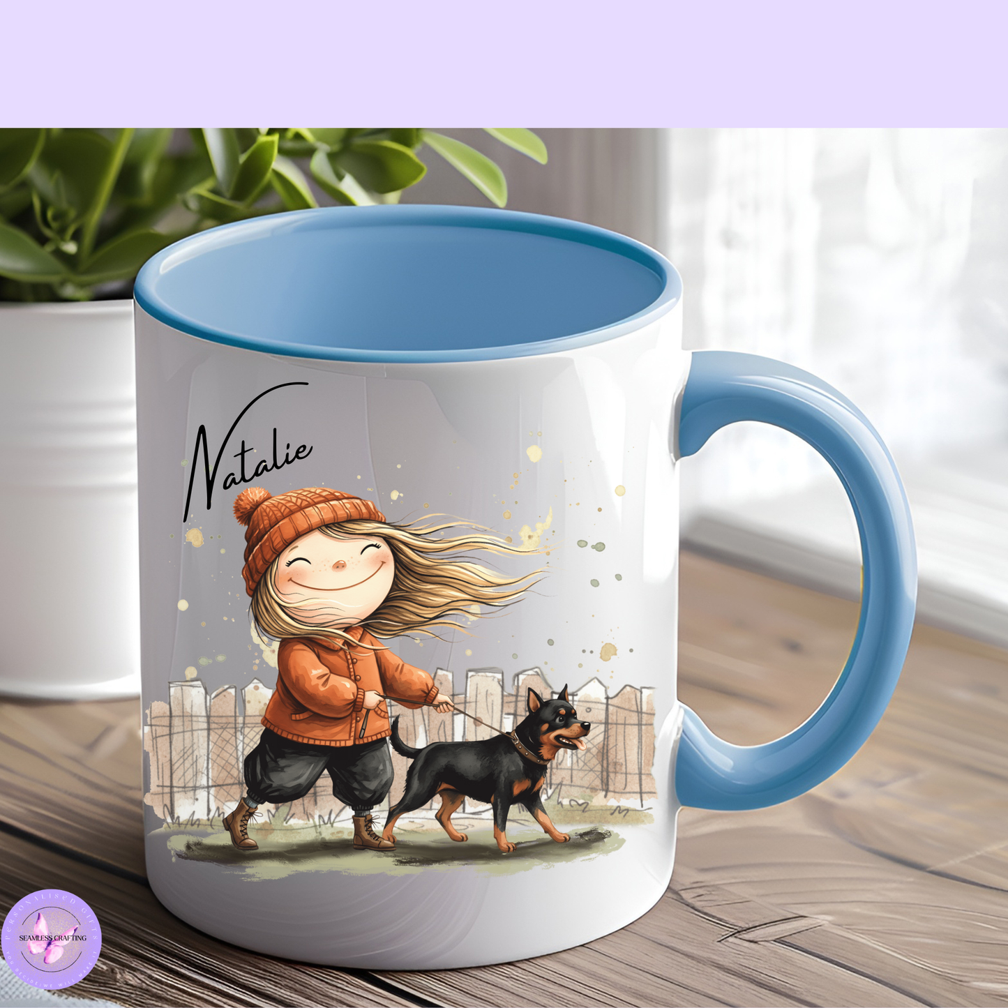 Personalised Whimsical Dog Walker Mug or Tumbler – Custom Name | Dog Lover Gift | Dog Walking Present | Pet Owner Gift