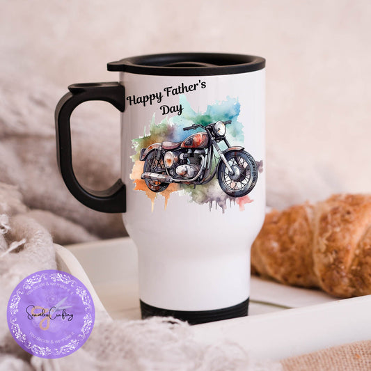 Personalised Hot Drink Travel mug Father's Day Gift, Custom Travel Mug, Motorcycle Gift for Him, Photo Travel Mug, Stainless Steel cup