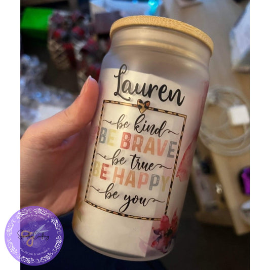 Personalised positive affirmation glass cup, Empowerment glass cup, Gift For Her, Iced coffee Cup, Self-love, Positive Wording, Be Kind