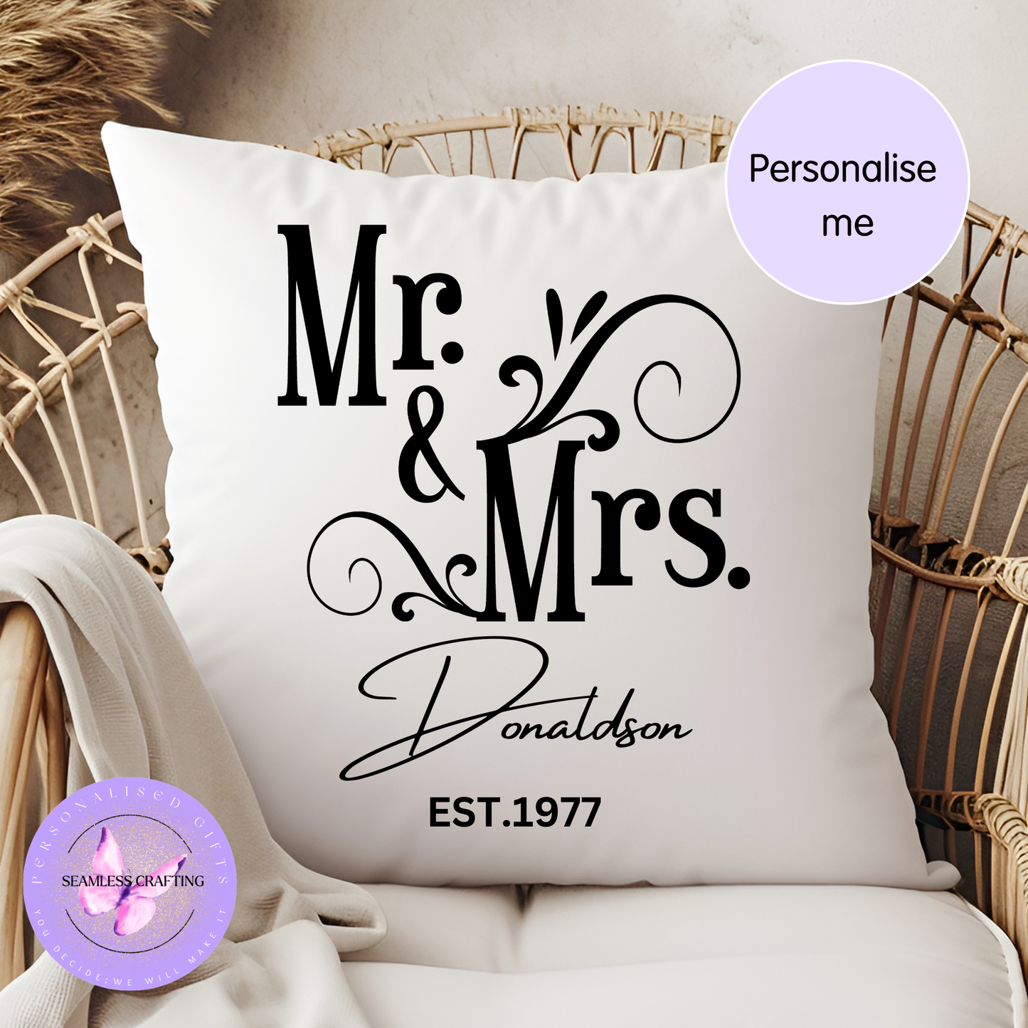 Personalised Wedding Gift Pillow, Mr & Mrs Wedding Gift, Wedding Cushion, Wedding Anniversary Gift, Couple Wedding Gift, Bride and groom