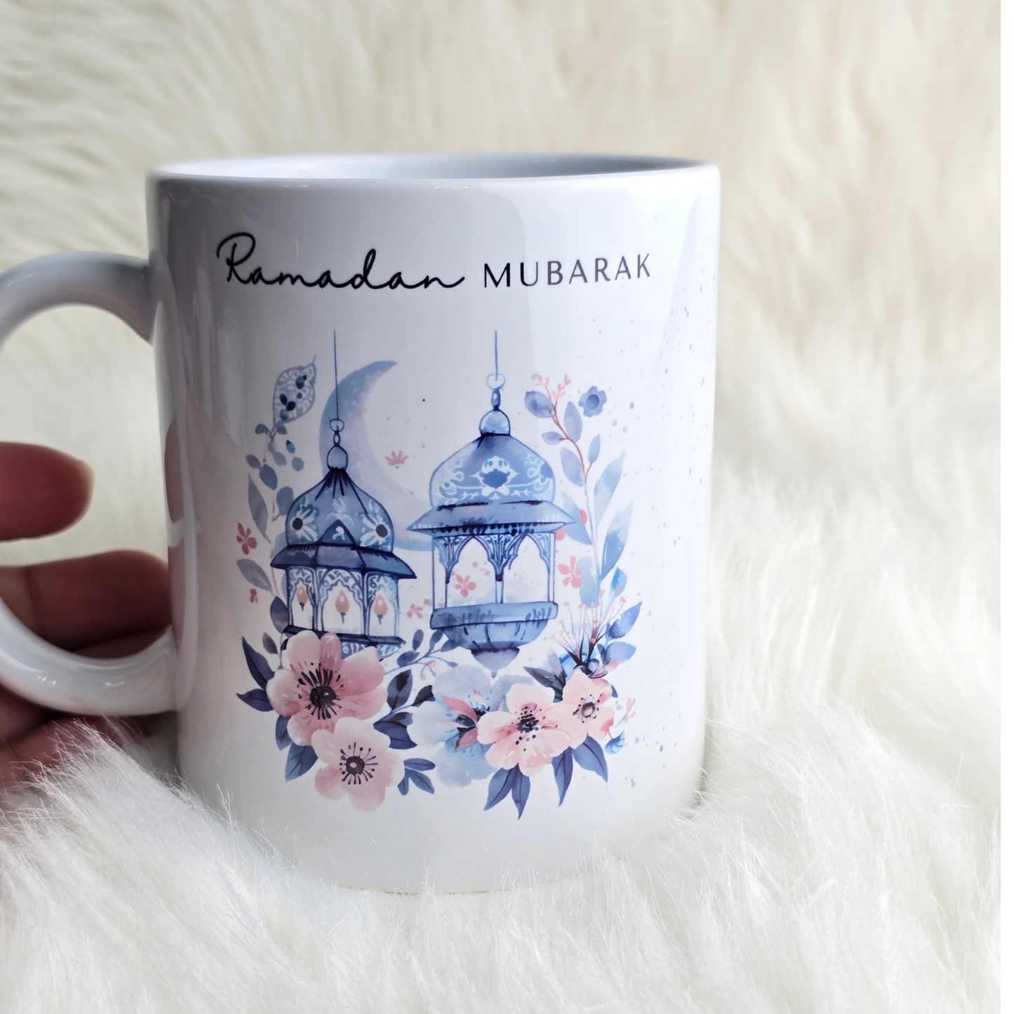 Personalised Ramadan Mubarak Floral Lantern Mug – Islamic Gift for Ramadan & Eid (11oz / 15oz)