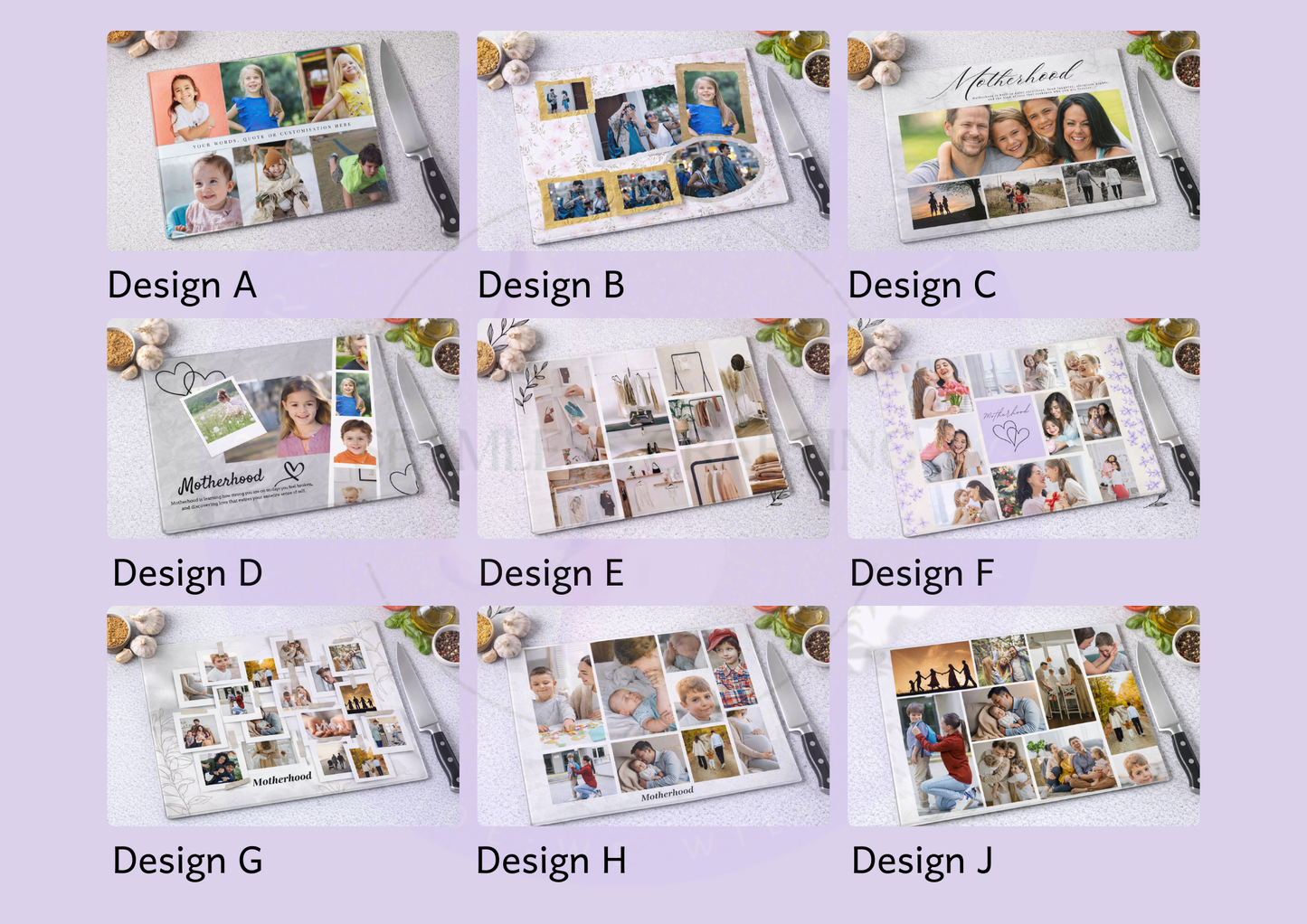Personalised Glass Chopping Board with Photos – Custom Family Photo Cutting Board Gift UK (2 Sizes Available)
