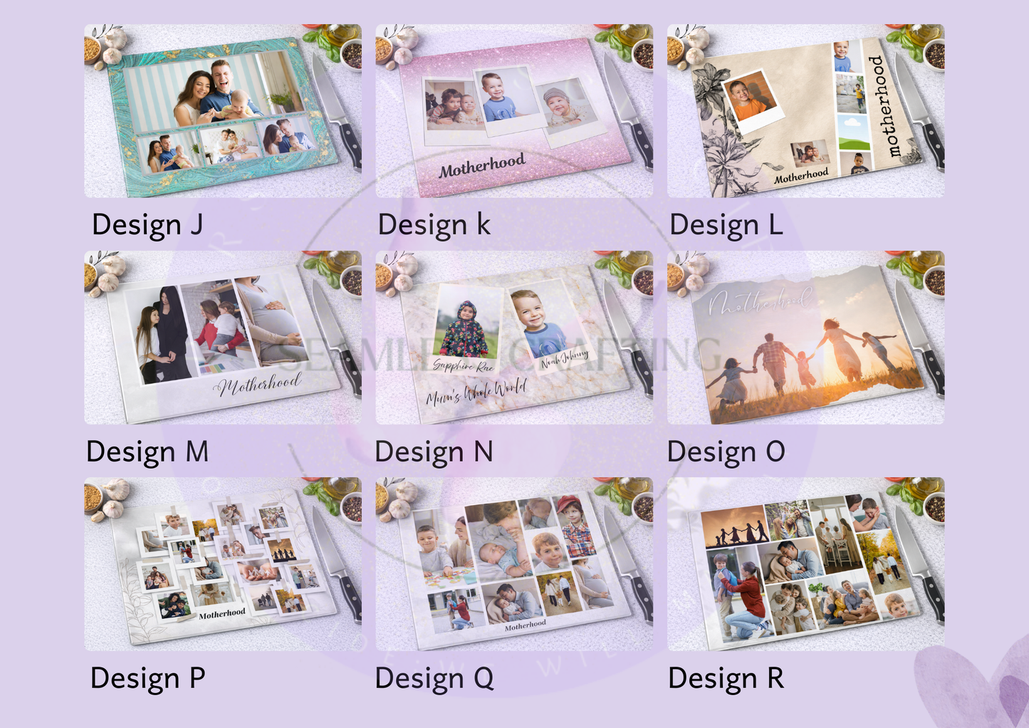 Personalised Glass Chopping Board with Photos – Custom Family Photo Cutting Board Gift UK (2 Sizes Available)