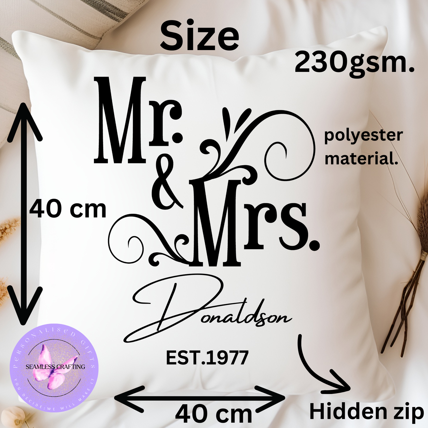 Personalised Wedding Gift Pillow, Mr & Mrs Wedding Gift, Wedding Cushion, Wedding Anniversary Gift, Couple Wedding Gift, Bride and groom